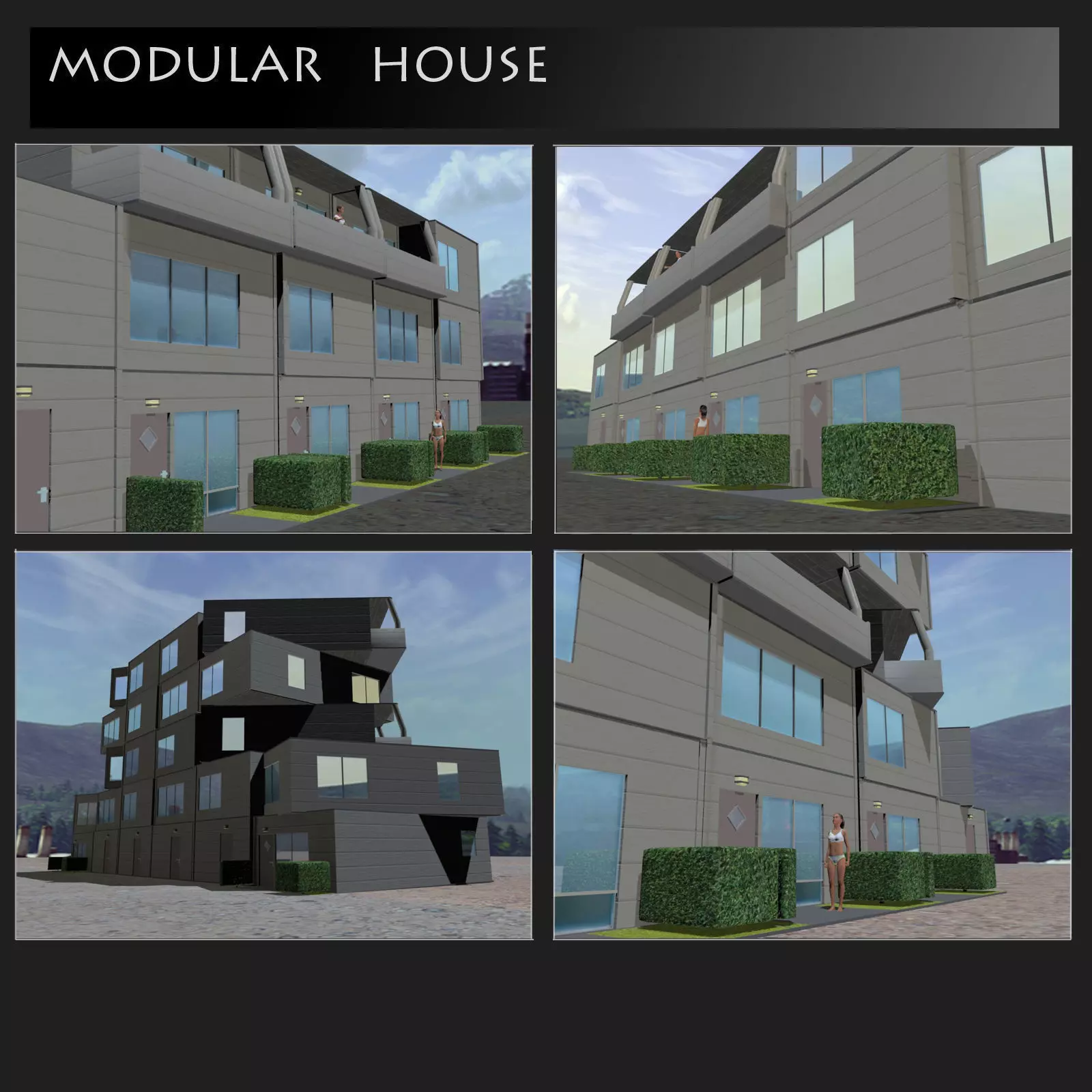 Modular House Low-poly 3D model_0