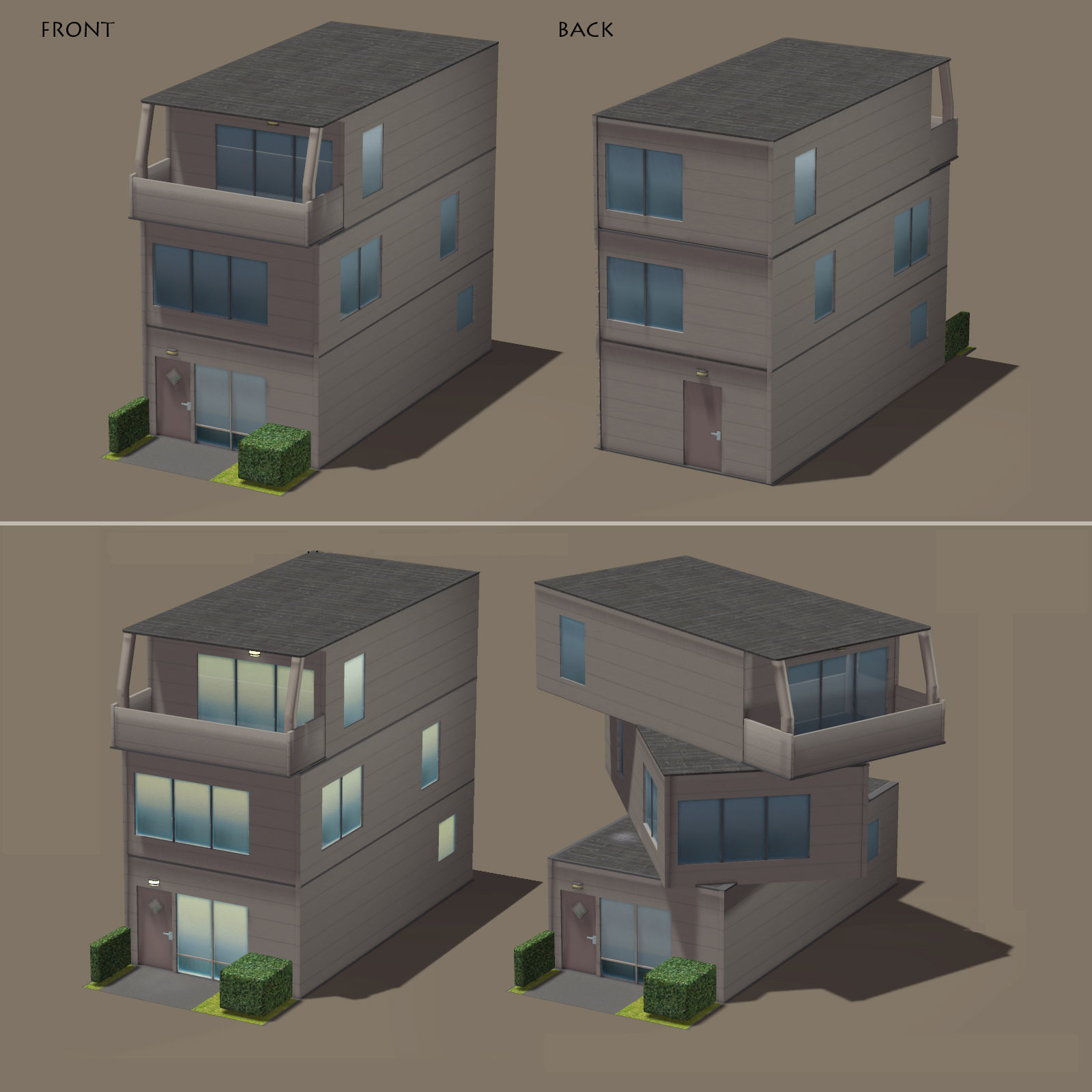 Modular House Low-poly 3D model_2