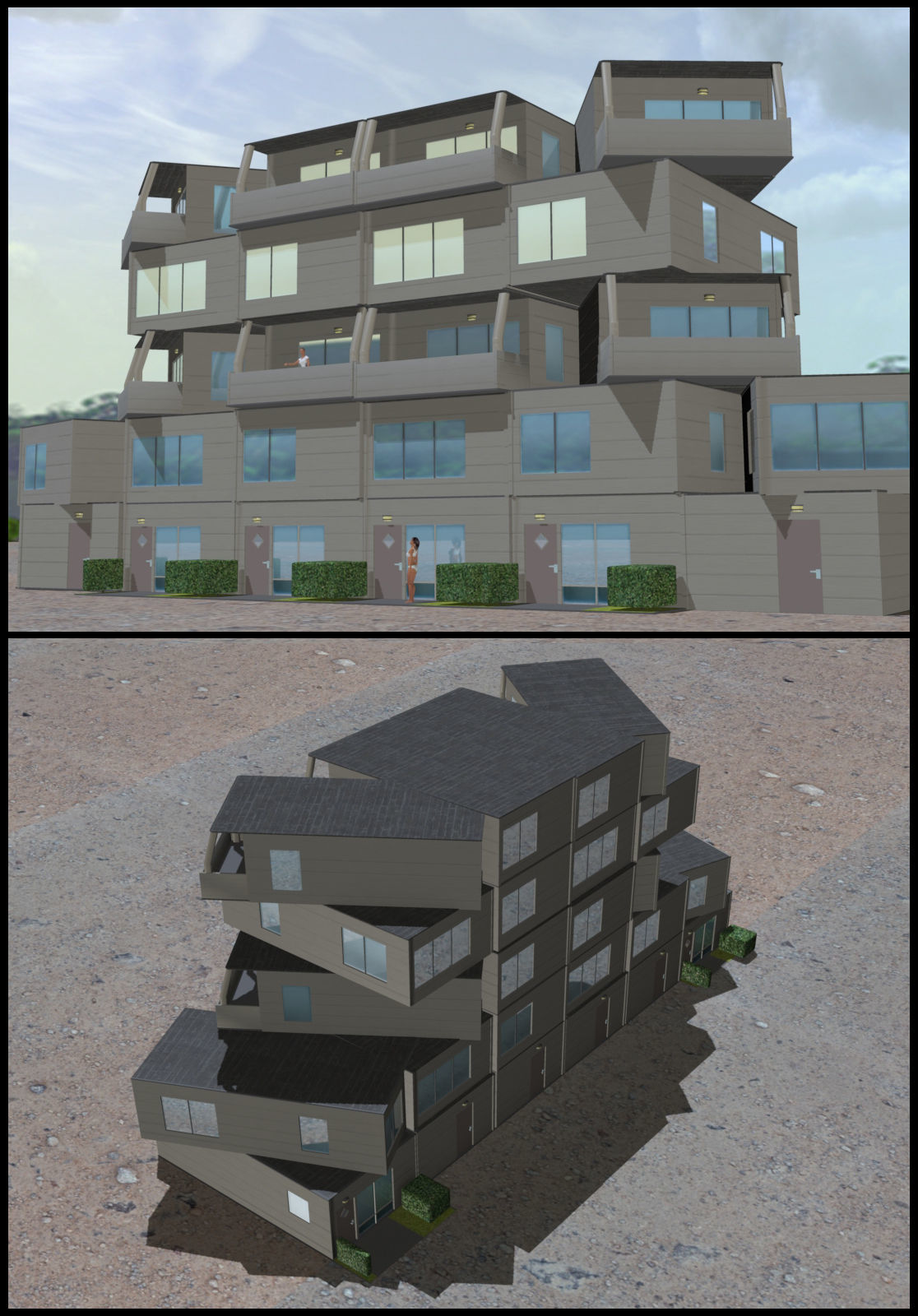 Modular House Low-poly 3D model_1