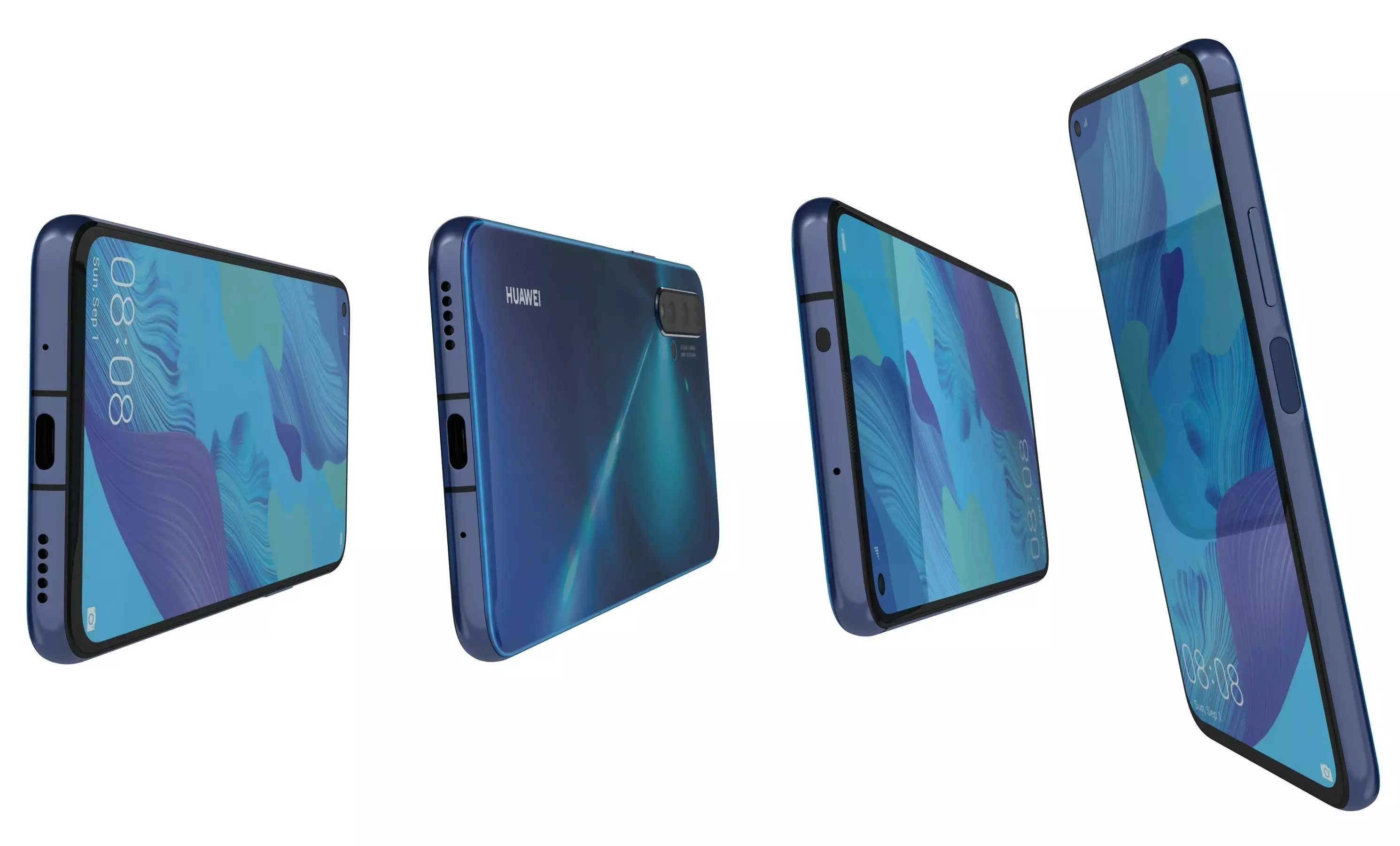 Huawei Nova 5T Crush Blue High Poly 3D model_7