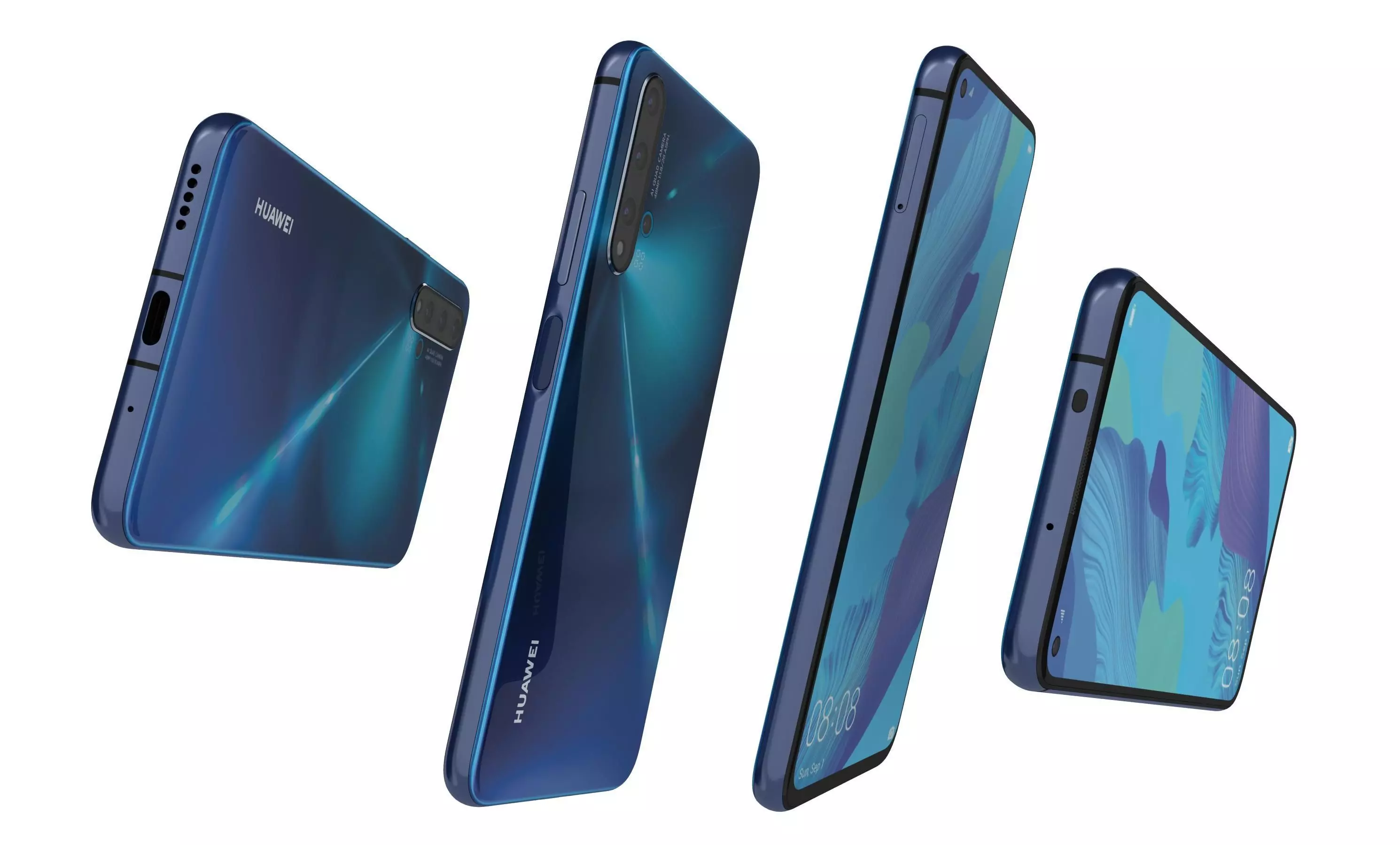 Huawei Nova 5T Crush Blue High Poly 3D model_5