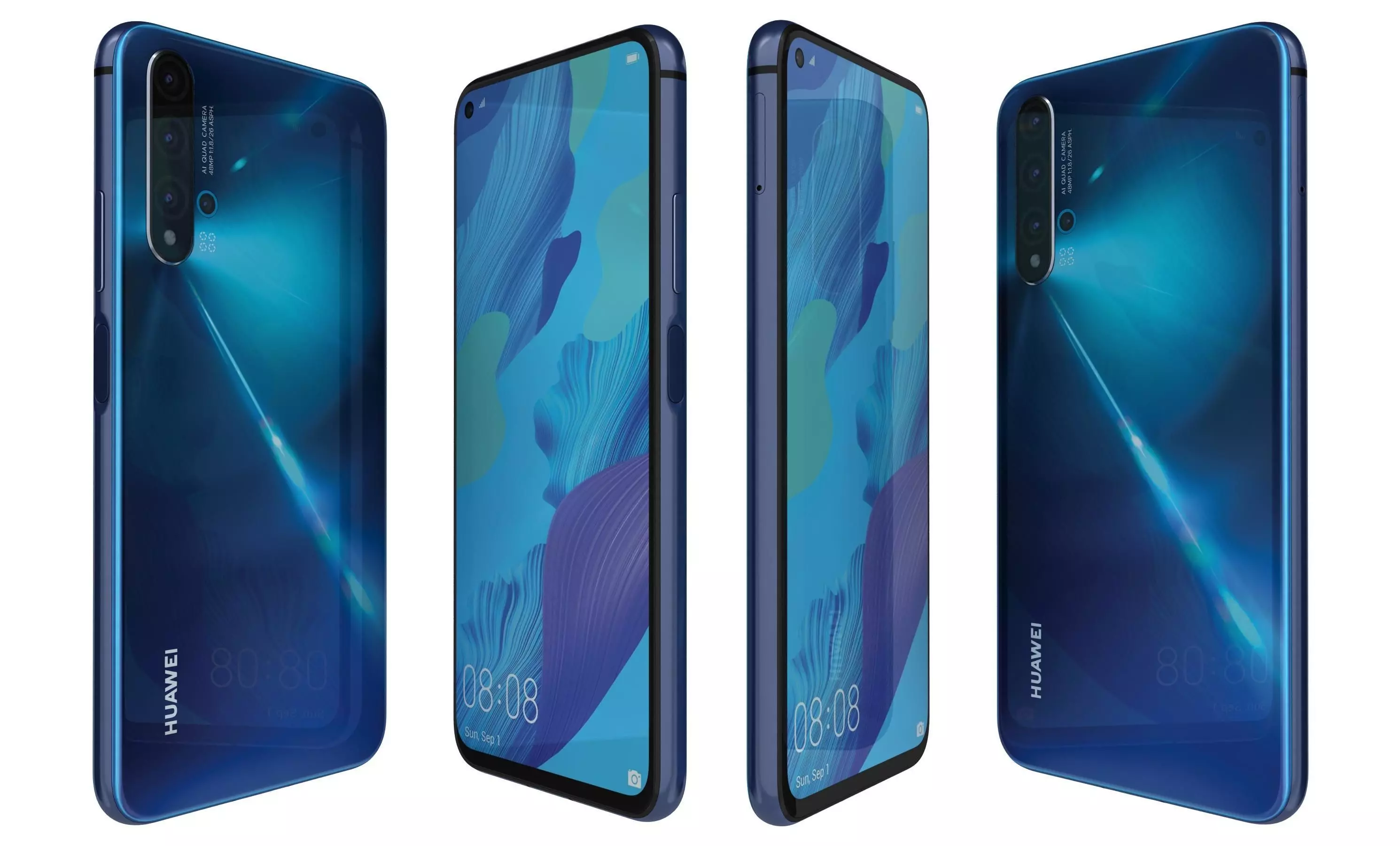 Huawei Nova 5T Crush Blue High Poly 3D model_10
