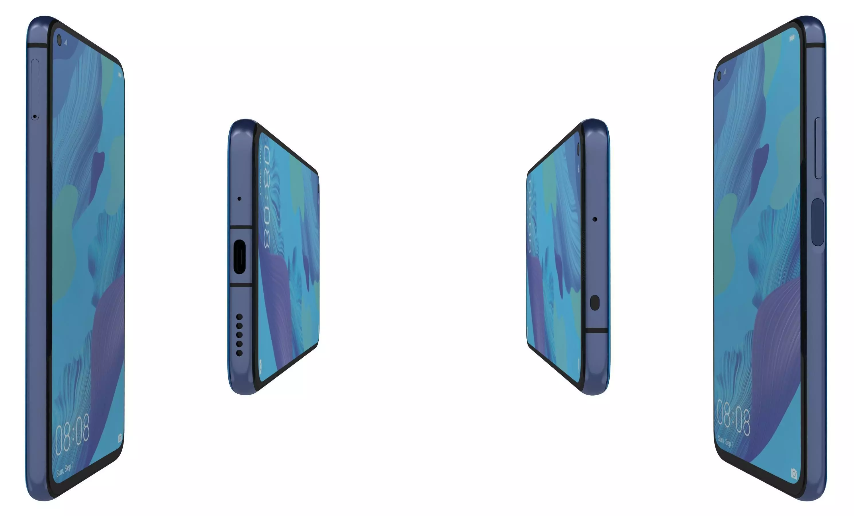 Huawei Nova 5T Crush Blue High Poly 3D model_2