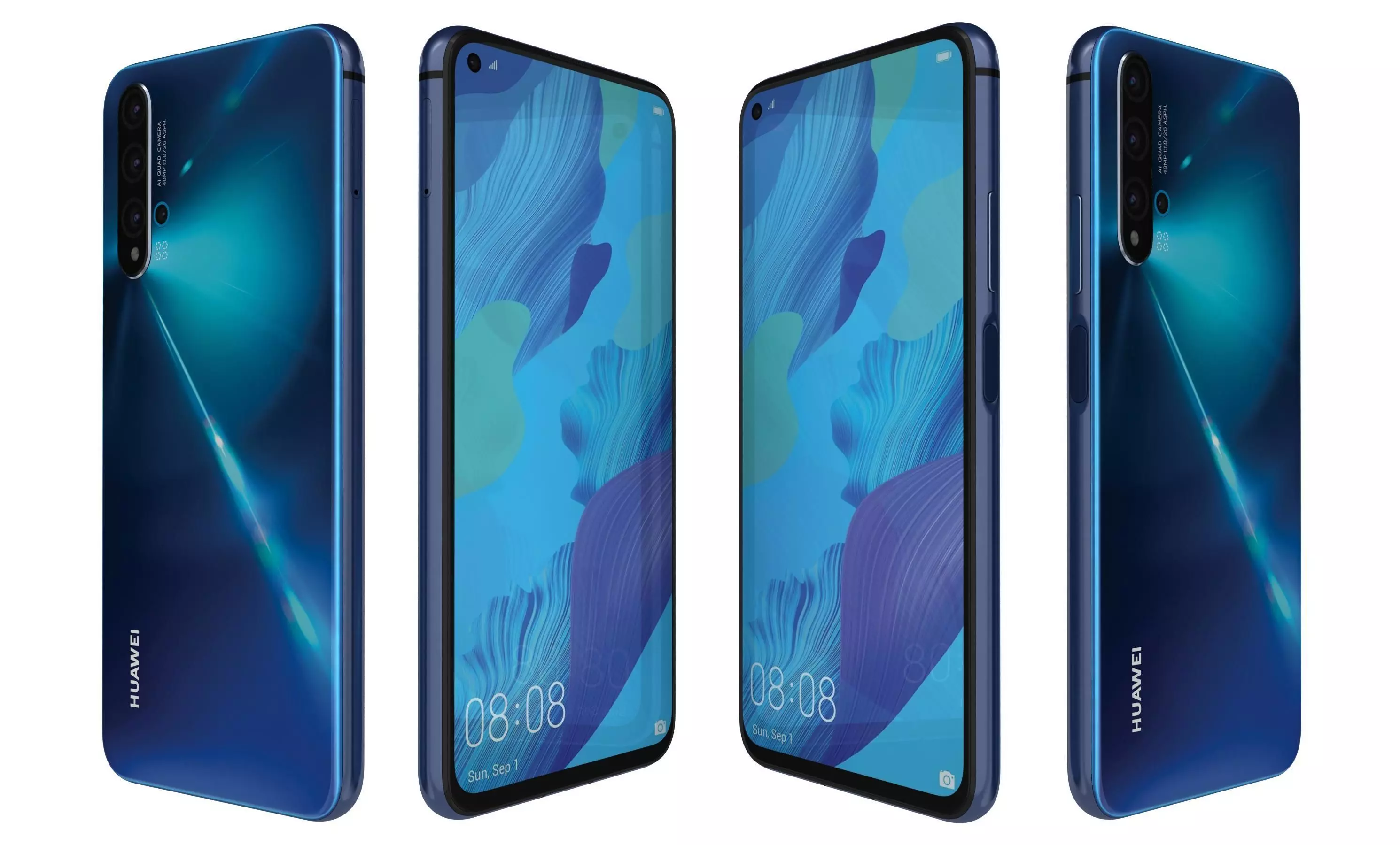 Huawei Nova 5T Crush Blue High Poly 3D model_28