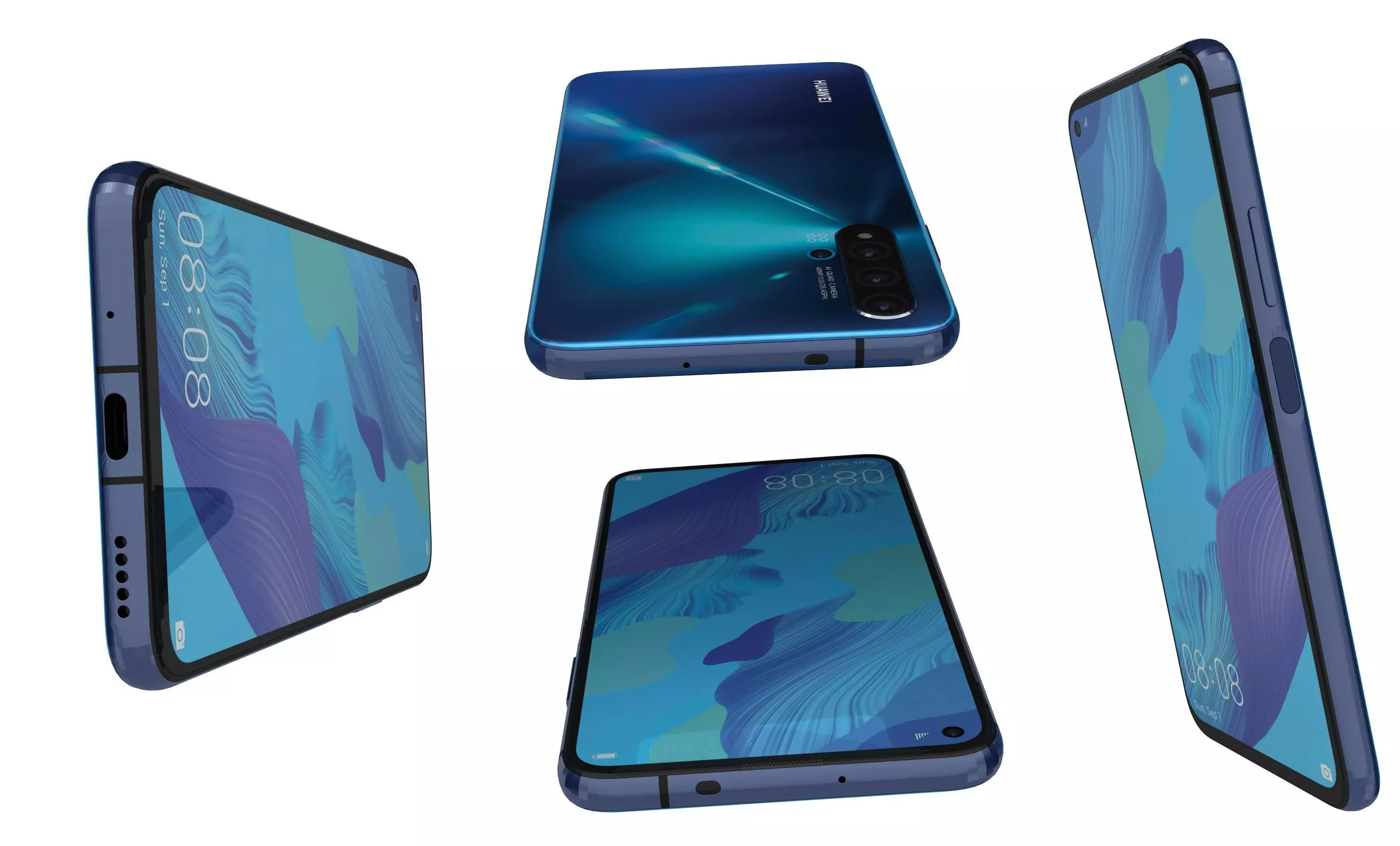 Huawei Nova 5T Crush Blue High Poly 3D model_6