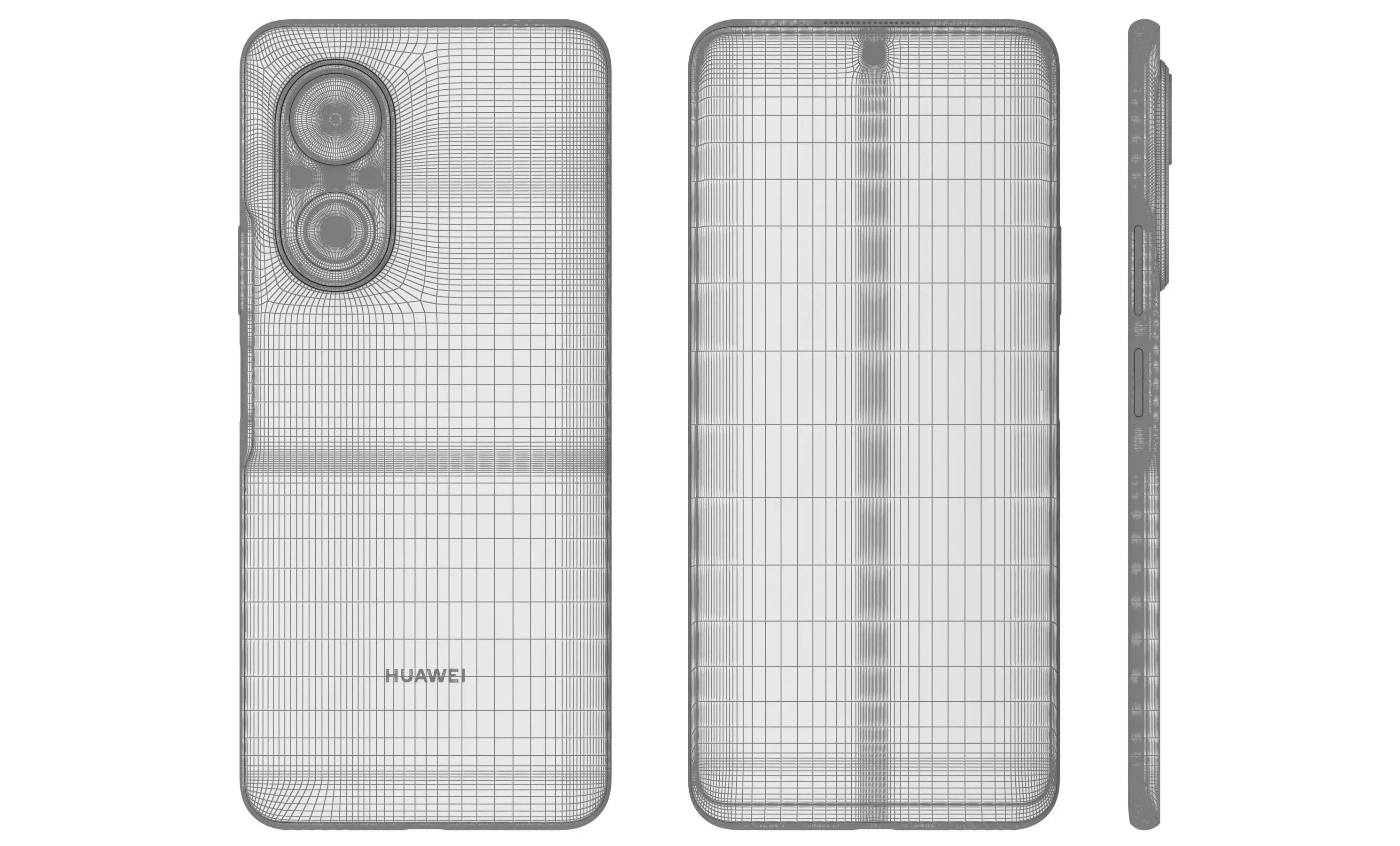 Huawei Nova 9 SE White High Poly 3D model_24