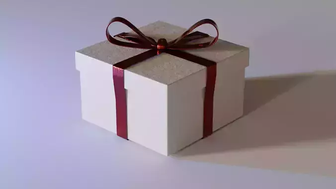 Christmas Gift Box with Red Ribbon - Holiday Present 3D Model