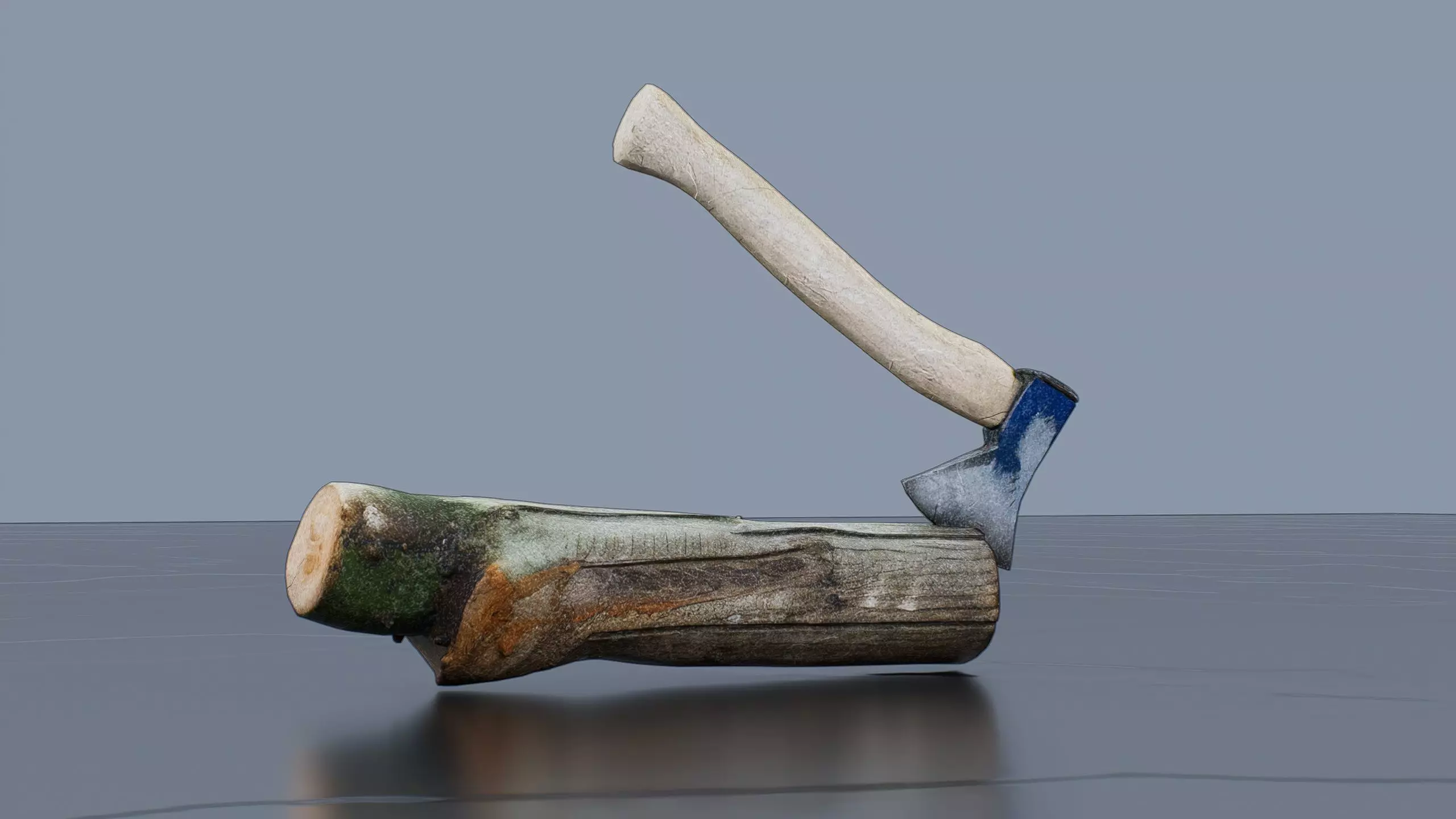 Axe in log Low-poly 3D model_2