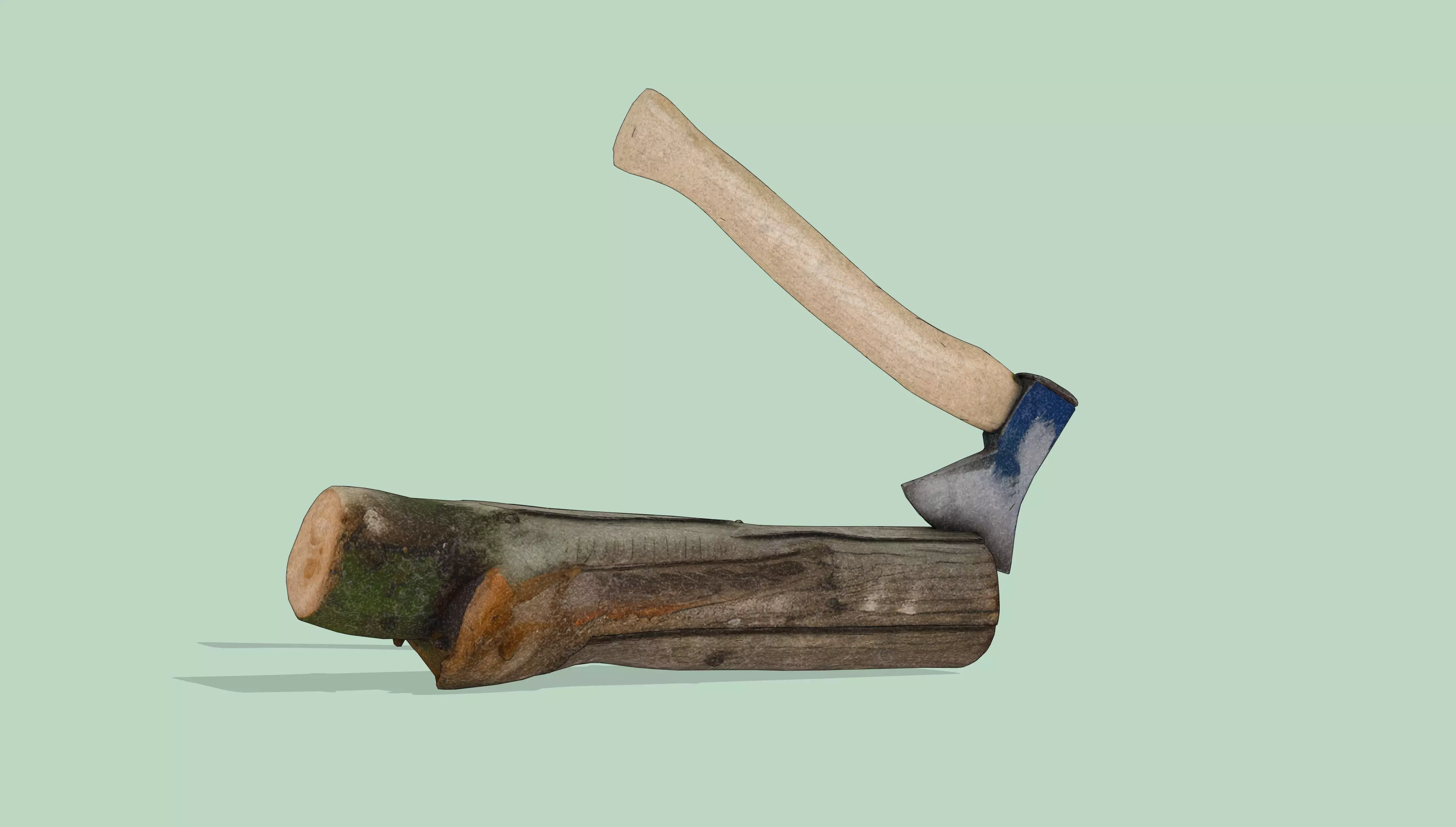 Axe in log Low-poly 3D model_6
