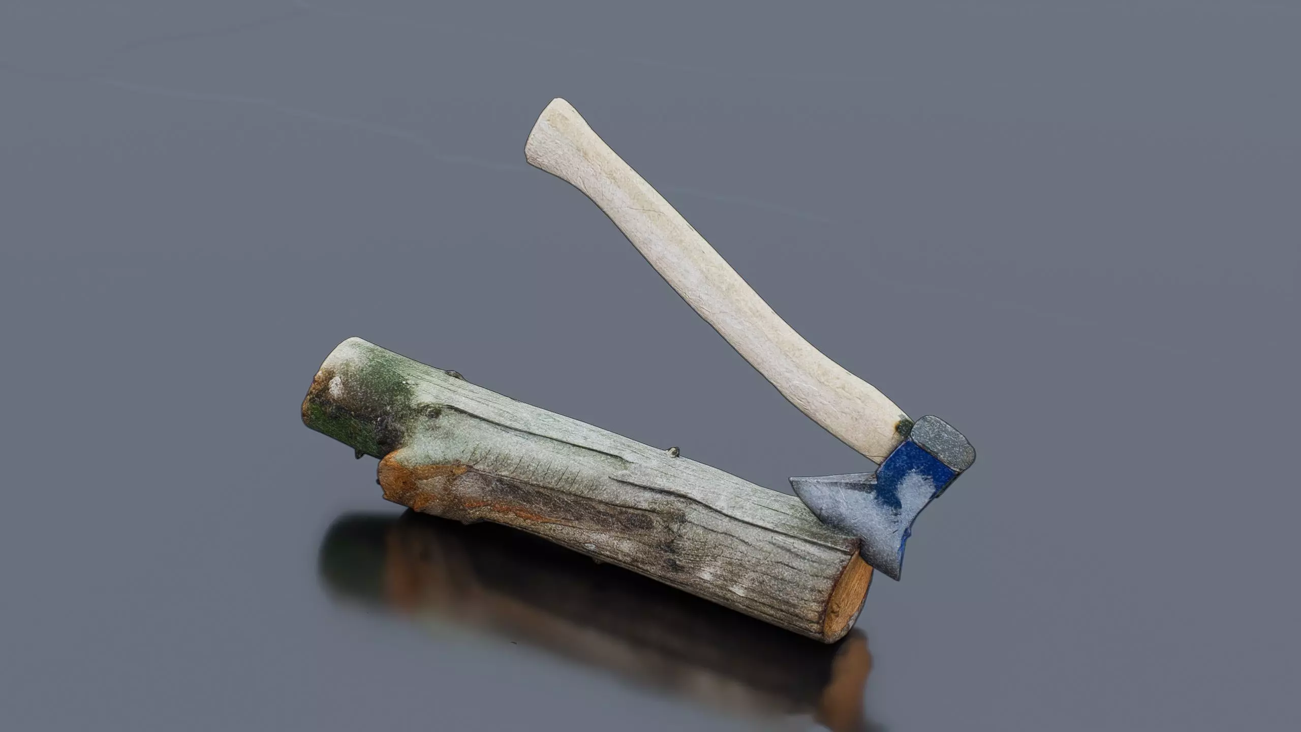Axe in log Low-poly 3D model_0