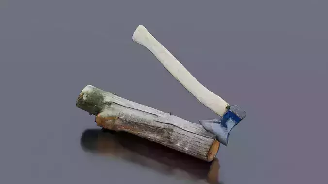 Axe in log Low-poly 3D model