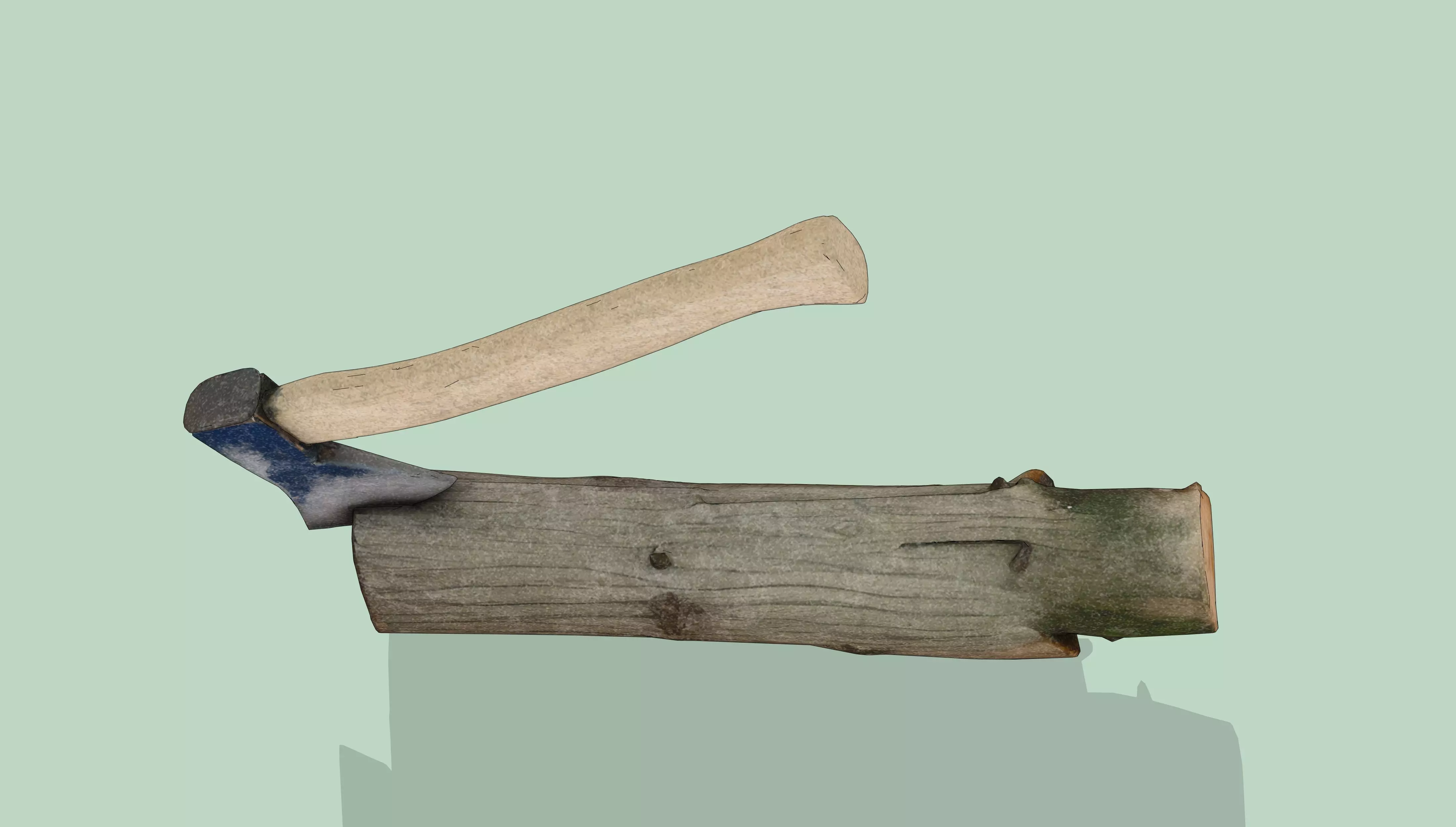 Axe in log Low-poly 3D model_5