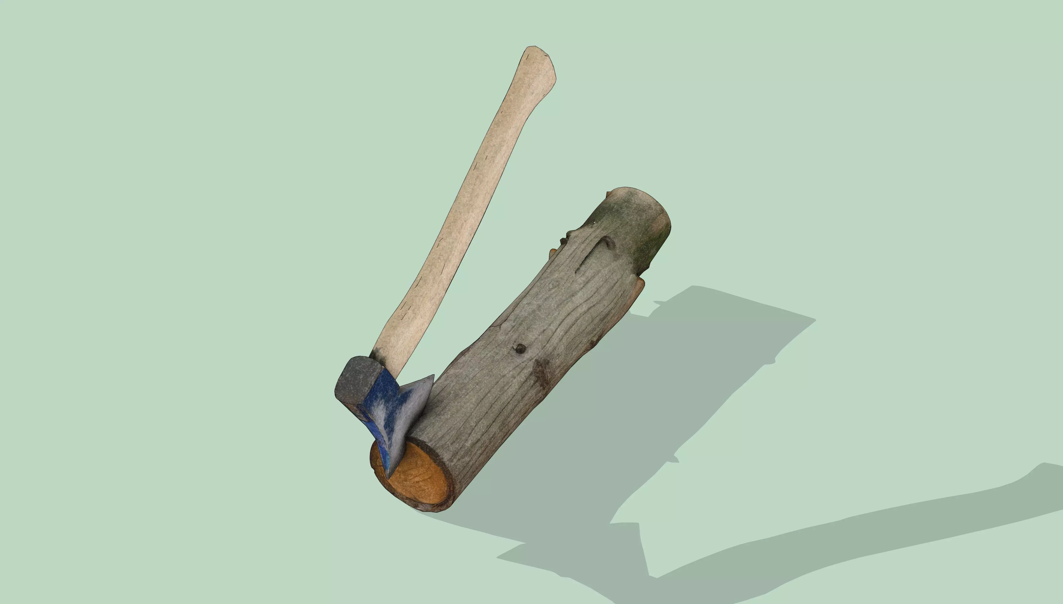 Axe in log Low-poly 3D model_4