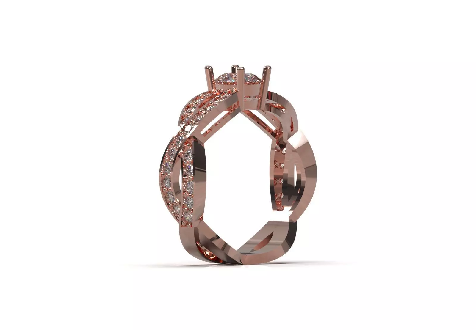 Twisted Braided Diamond Solitaire Ring model sr0109 3D print model_14