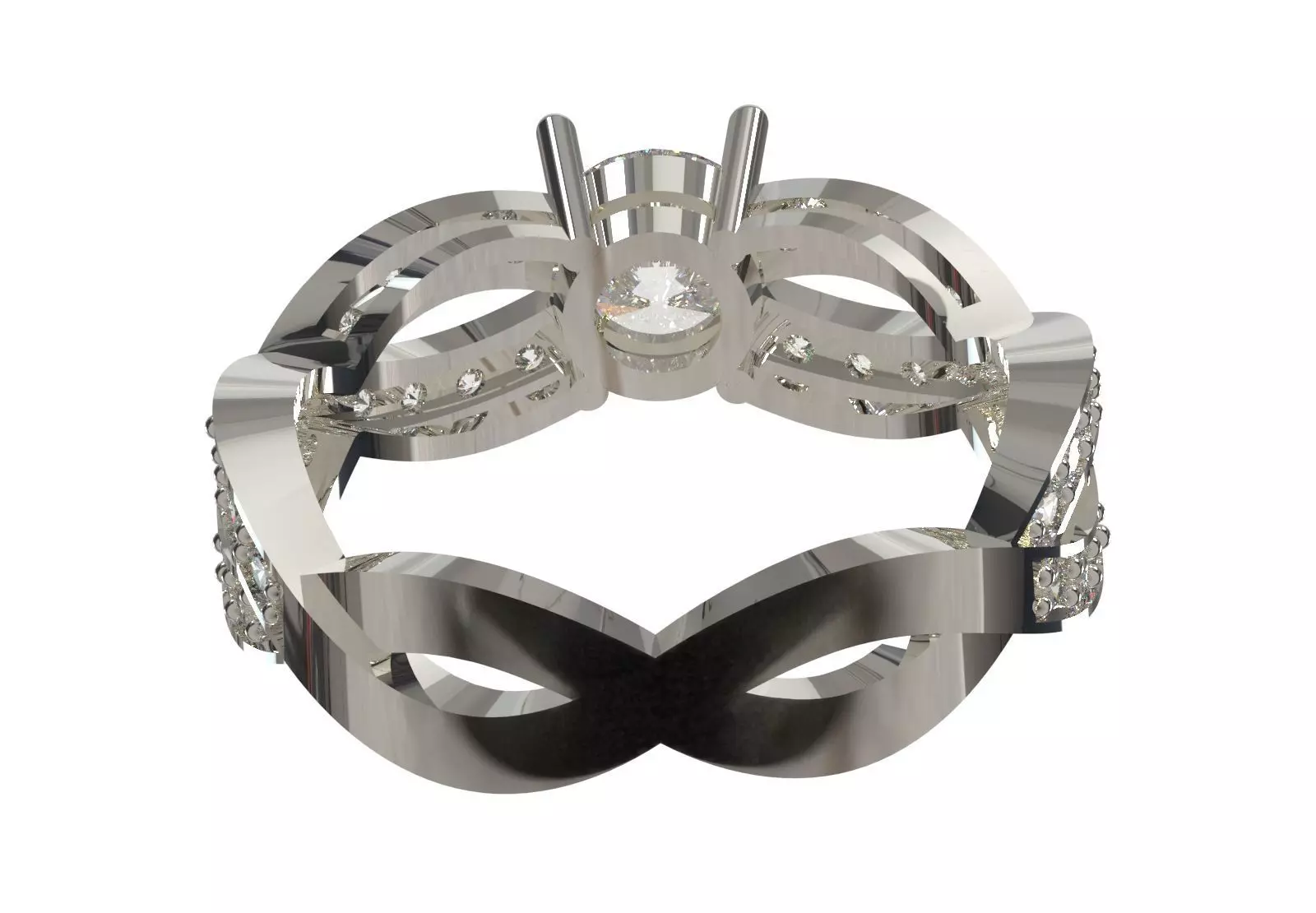 Twisted Braided Diamond Solitaire Ring model sr0109 3D print model_11