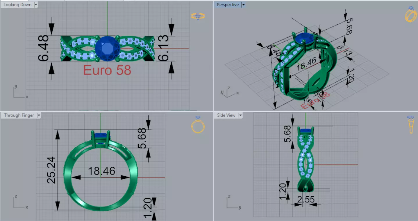 Twisted Braided Diamond Solitaire Ring model sr0109 3D print model_8