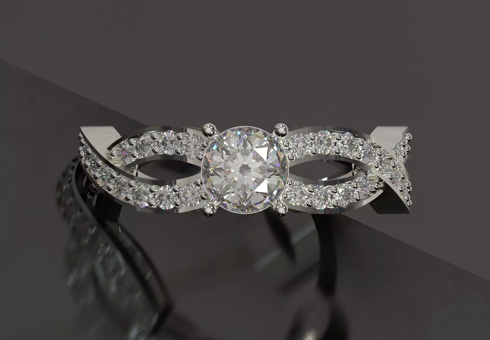 Twisted Braided Diamond Solitaire Ring model sr0109 3D print model_4