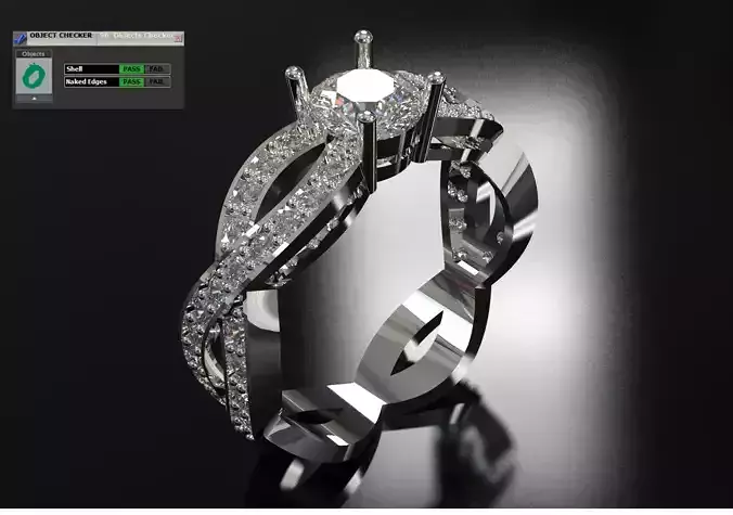 Twisted Braided Diamond Solitaire Ring model sr0109 3D print model