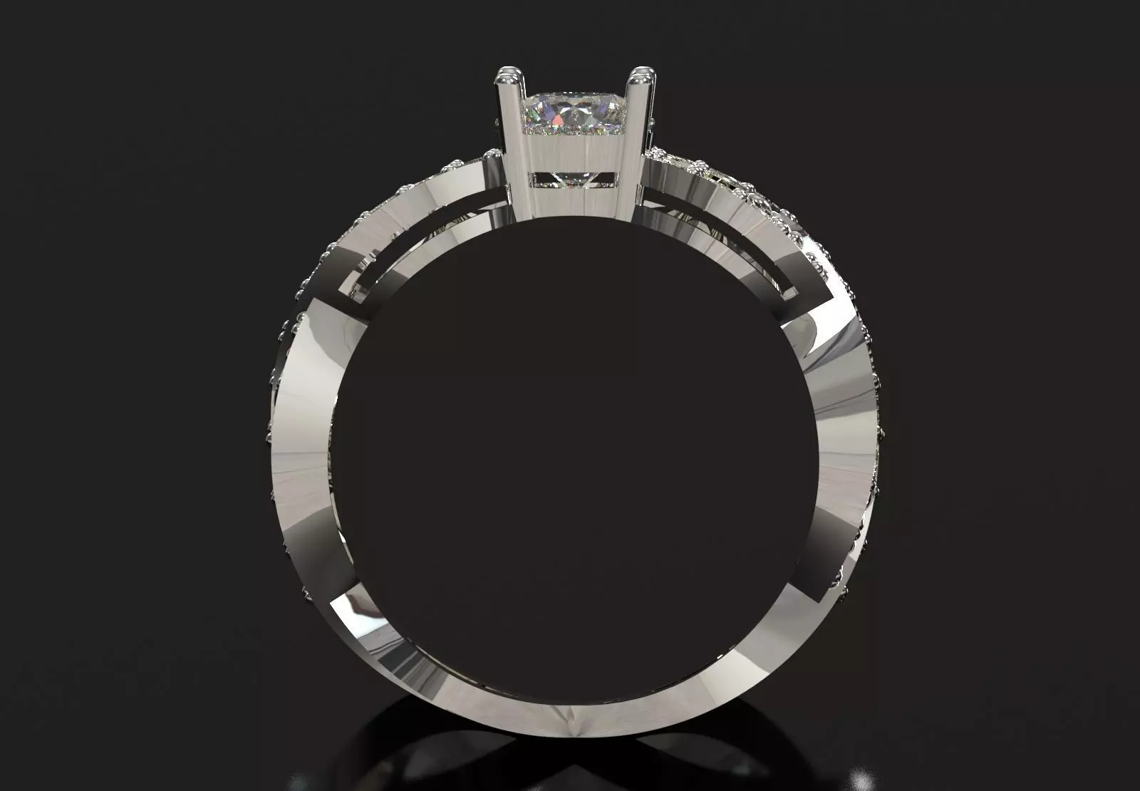 Twisted Braided Diamond Solitaire Ring model sr0109 3D print model_2