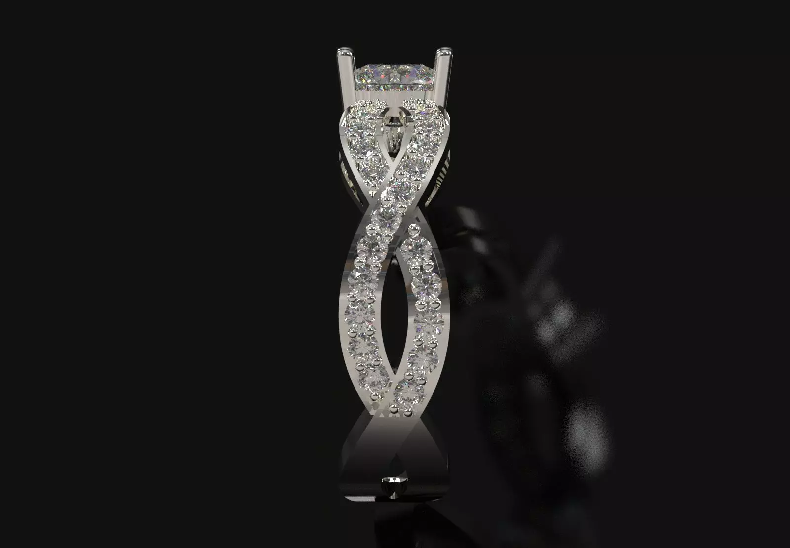Twisted Braided Diamond Solitaire Ring model sr0109 3D print model_3