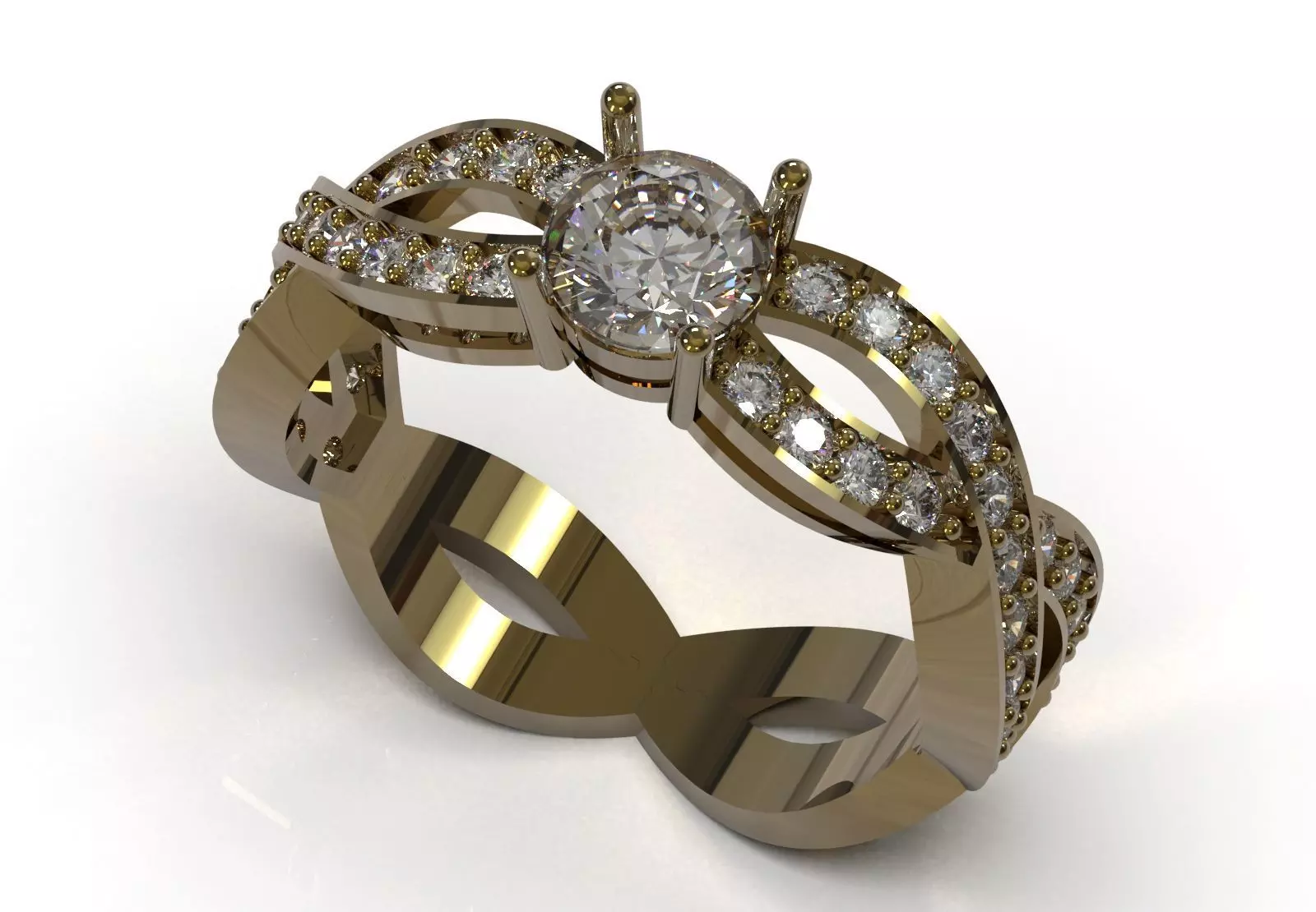 Twisted Braided Diamond Solitaire Ring model sr0109 3D print model_12