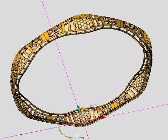 1238 Marquise Filigree Segment Bangle 8gm 3D print model_4