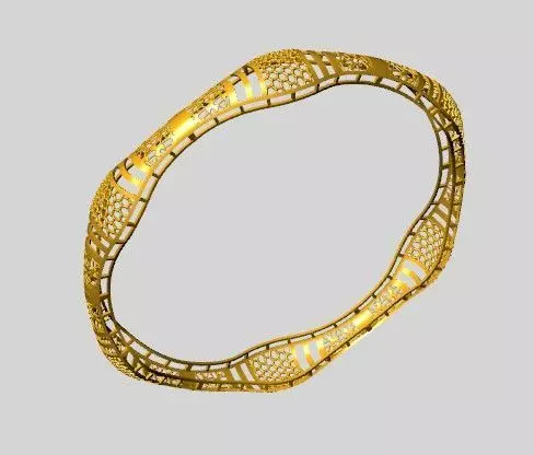 1238 Marquise Filigree Segment Bangle 8gm 3D print model_3