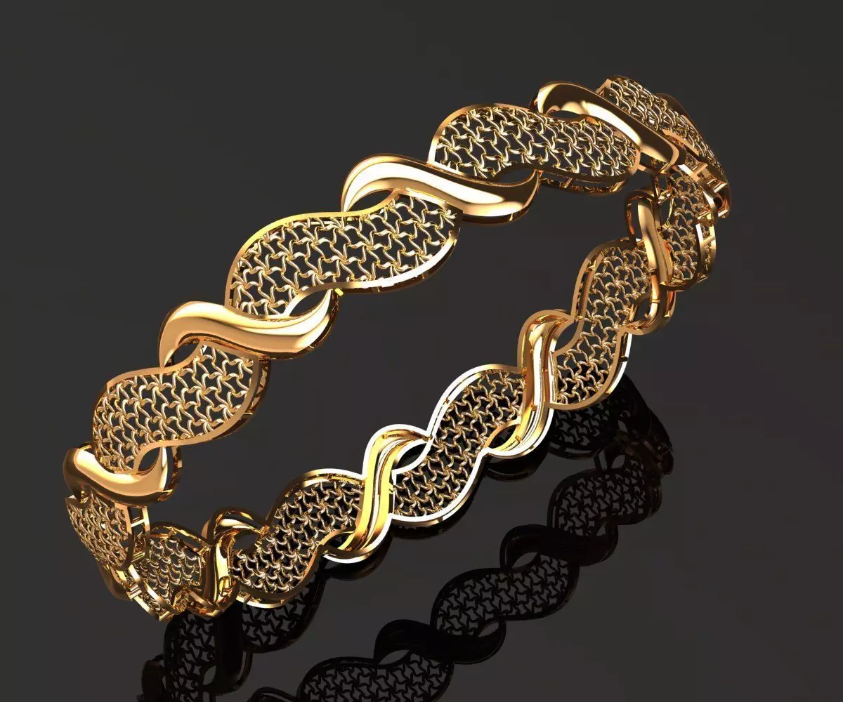 1239 Elongated Bloom Segment Bangle 8gm 3D print model_0