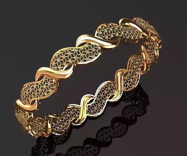 1239 Elongated Bloom Segment Bangle 8gm