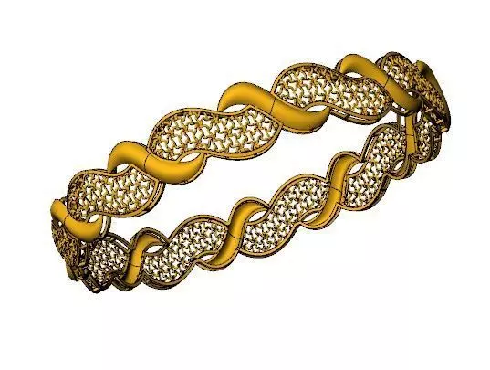 1239 Elongated Bloom Segment Bangle 8gm 3D print model_2