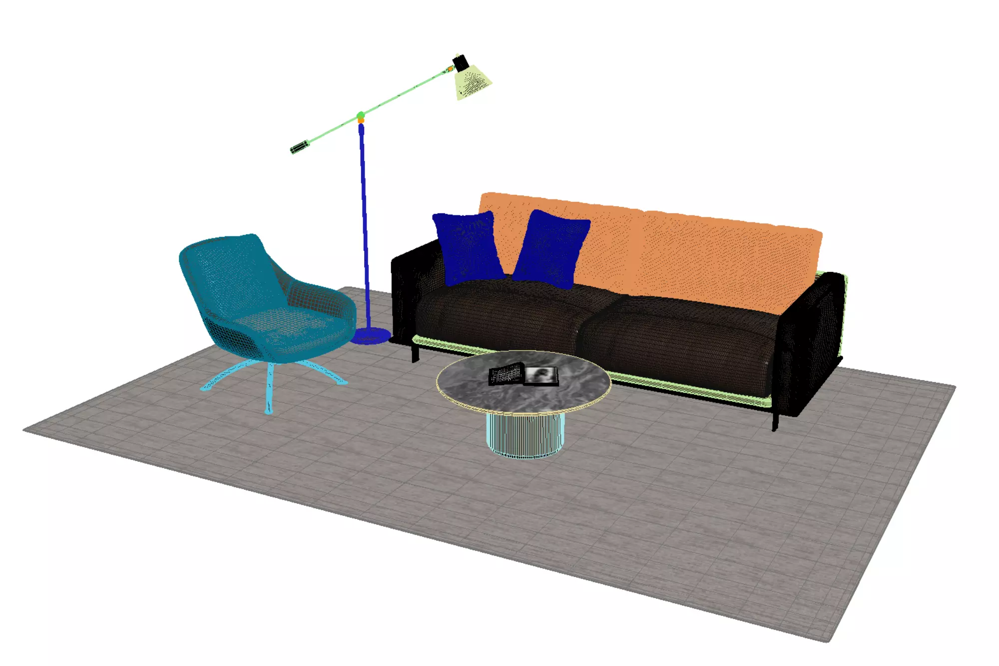 Leather sofa set Free 3D model_5