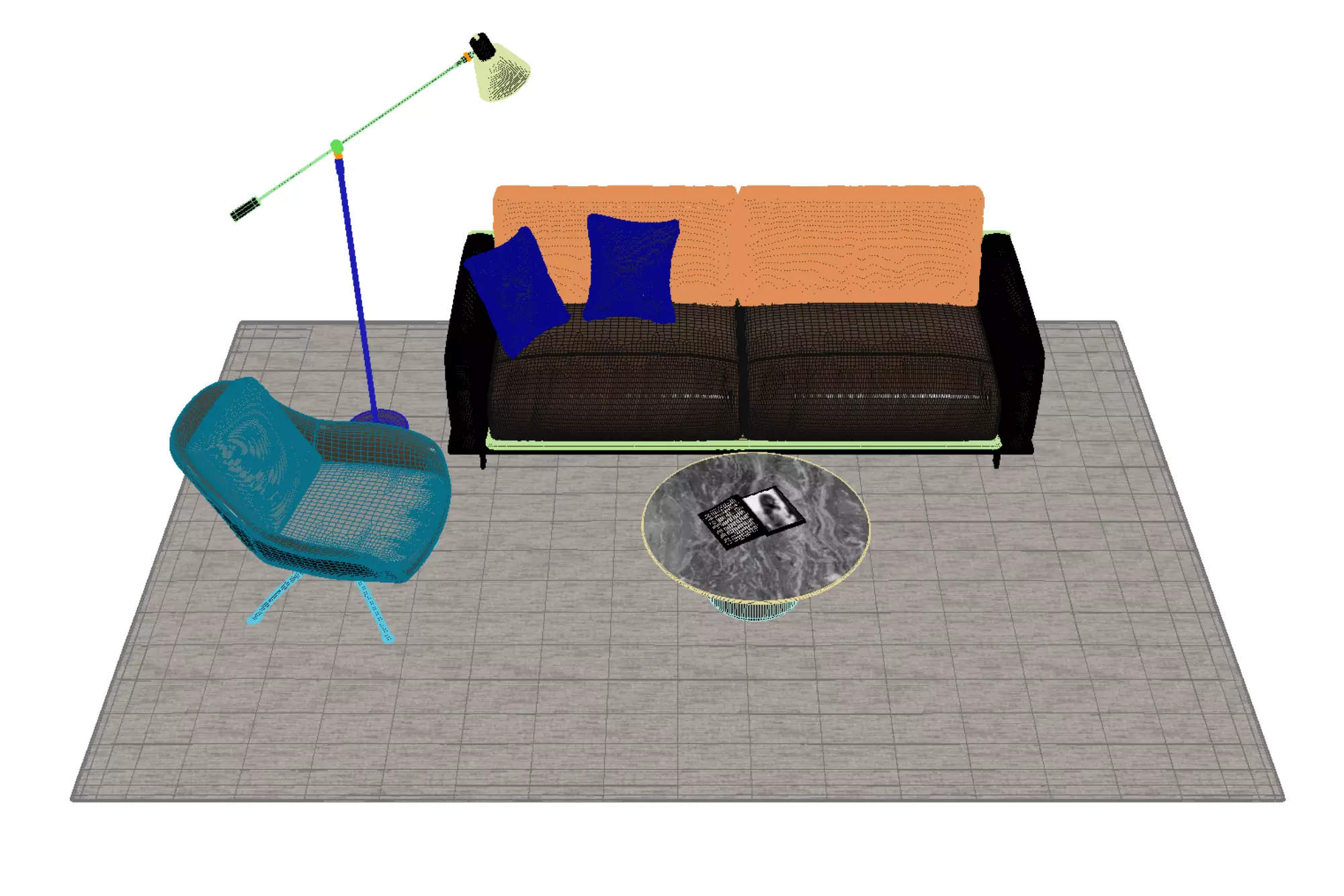 Leather sofa set Free 3D model_6