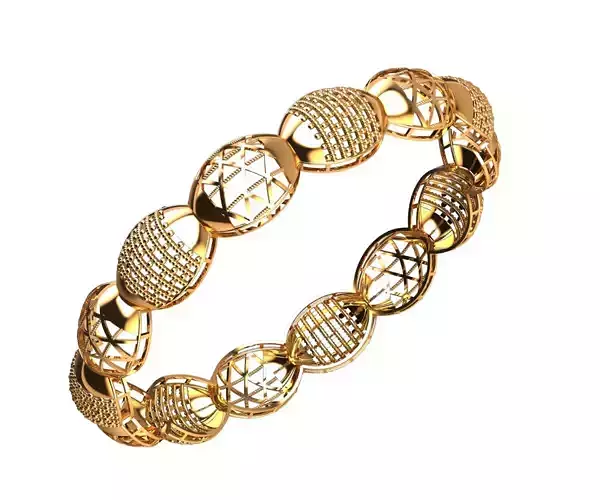 1240 Facet-Cut Geometric Filigree Cuff