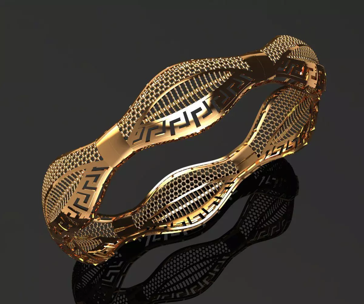 1242 Meander Wavy Filigree Bangle 15gm 3D print model