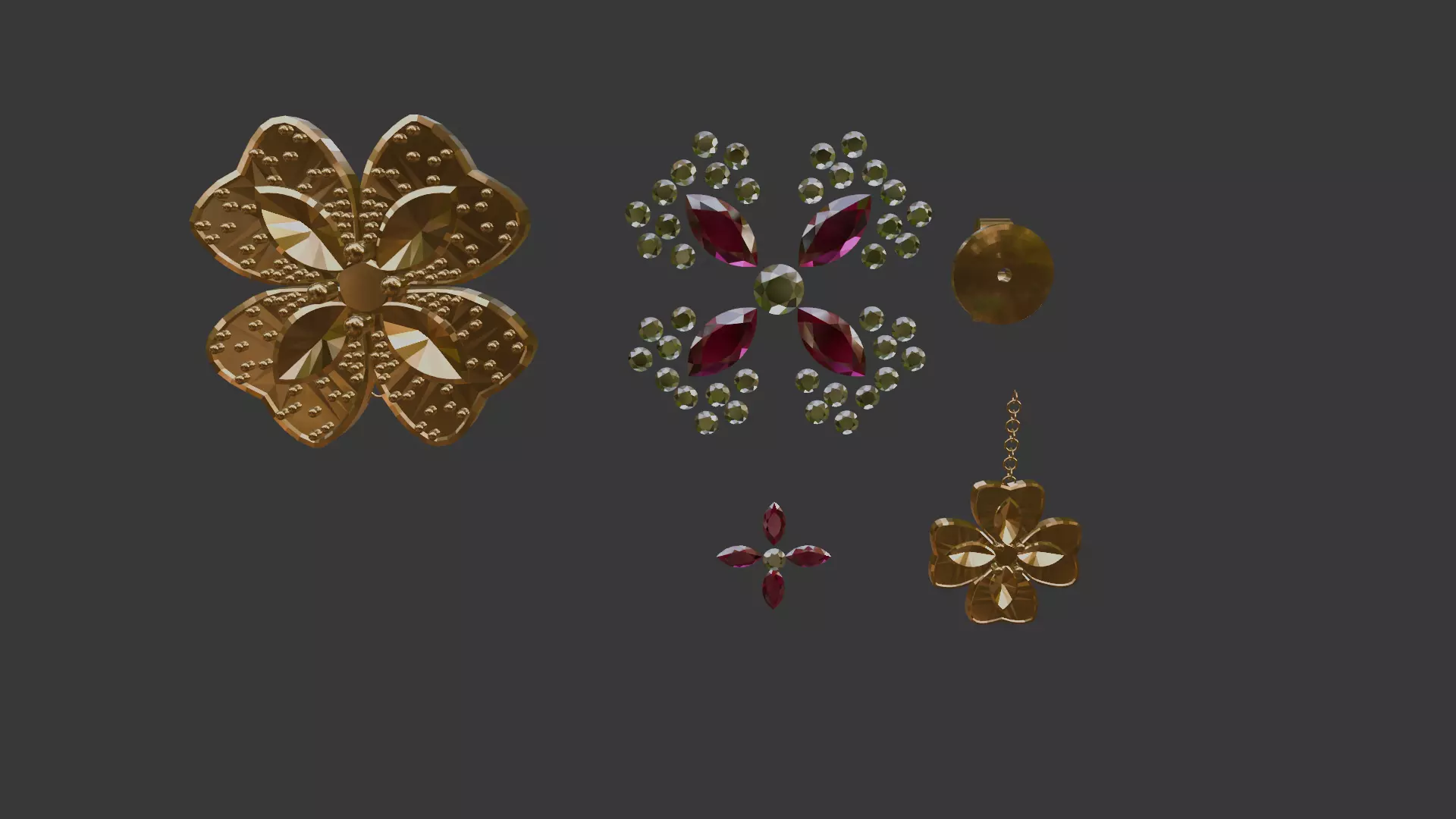 3D Print Ready Earring  And Pendant Set -2  Handmade Gift DIY 3D print model_5