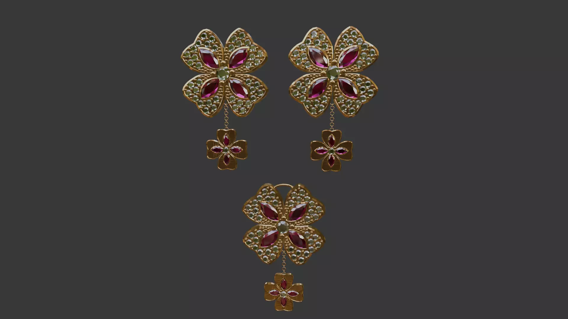 3D Print Ready Earring  And Pendant Set -2  Handmade Gift DIY 3D print model_0