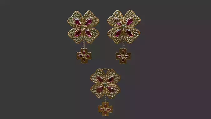 3D Print Ready Earring  And Pendant Set -2  Handmade Gift DIY