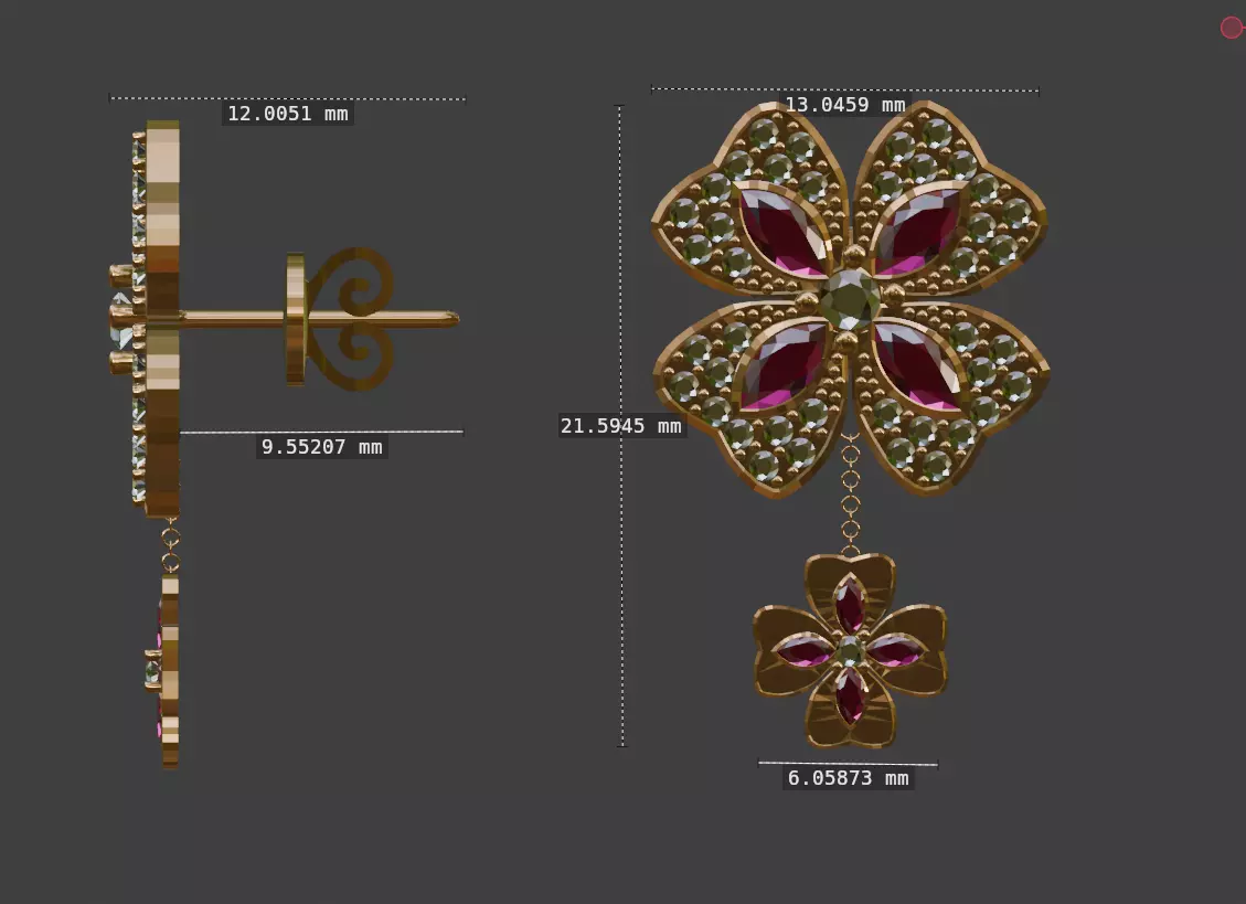 3D Print Ready Earring  And Pendant Set -2  Handmade Gift DIY 3D print model_3