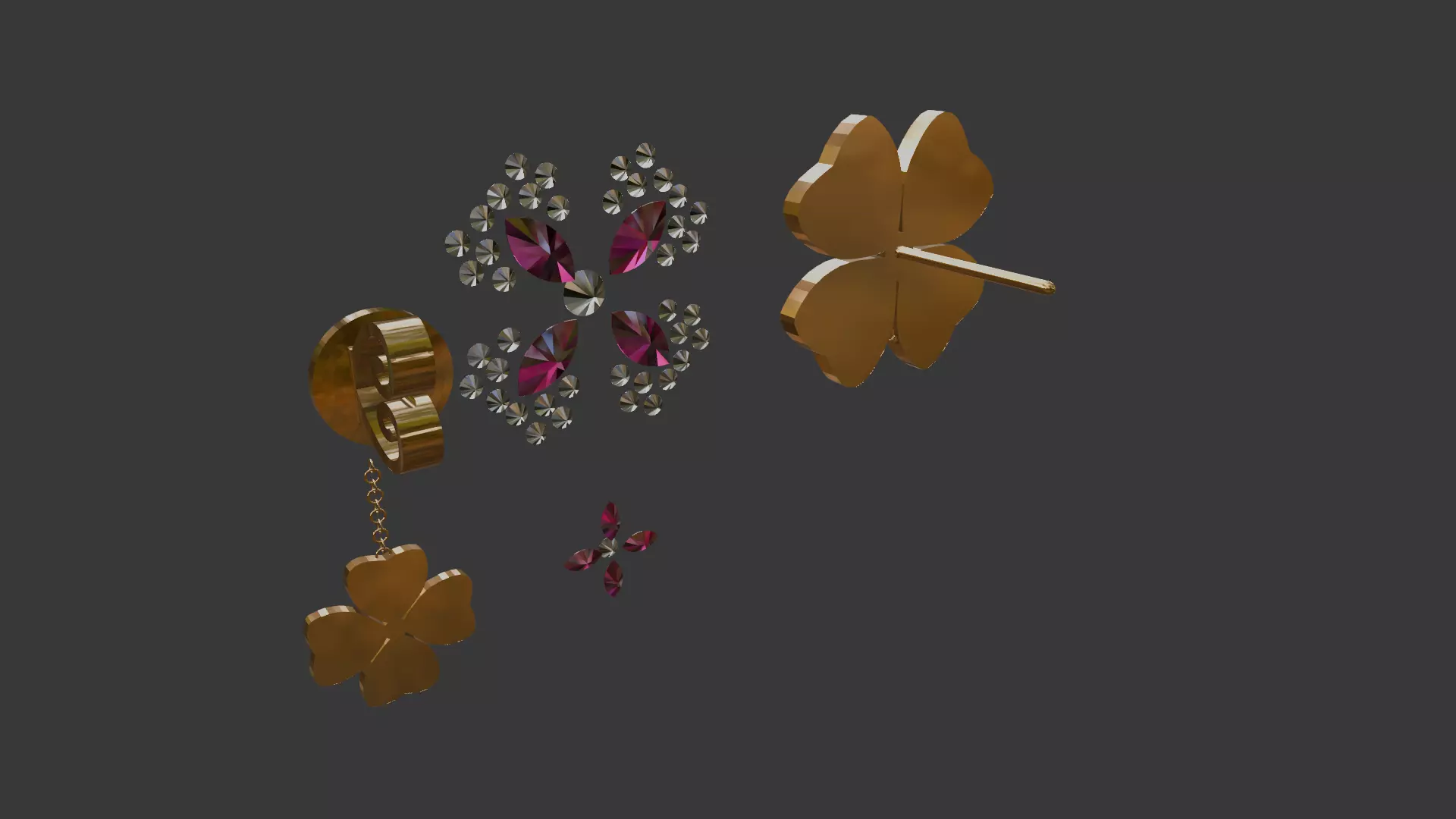 3D Print Ready Earring  And Pendant Set -2  Handmade Gift DIY 3D print model_6