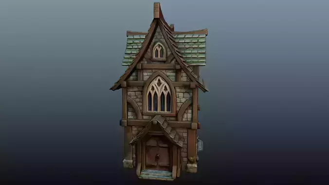 Mediaval fantasy stone house  High-Poly