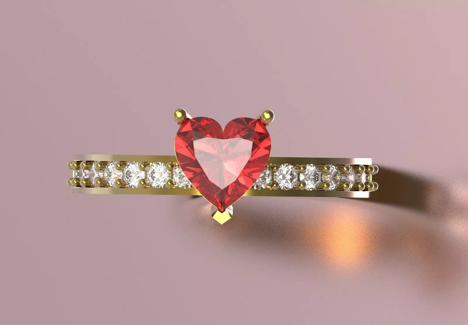 Heart Cut Solitaire with Diamond Set Shoulders sr0110 3D print model_4