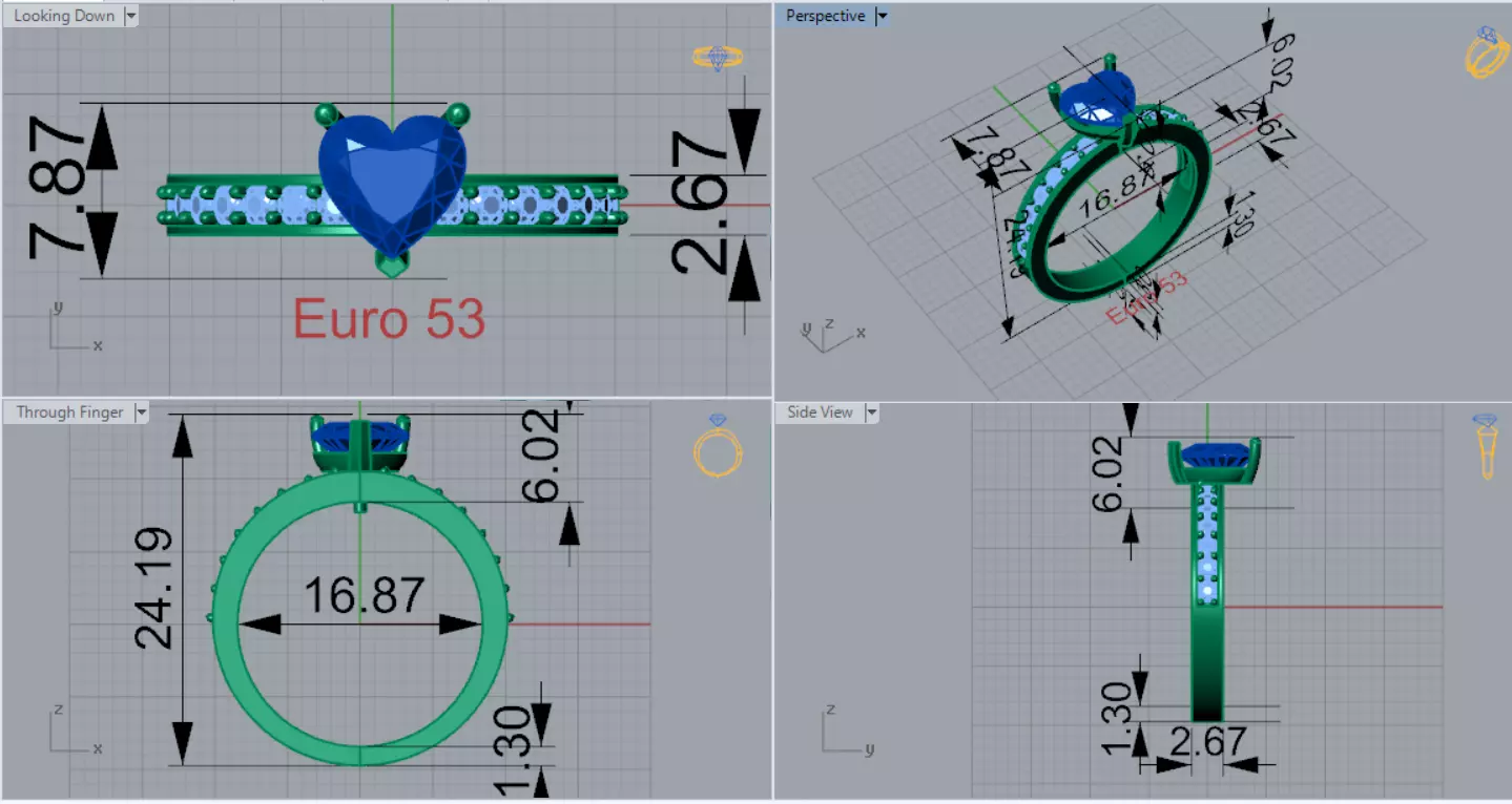 Heart Cut Solitaire with Diamond Set Shoulders sr0110 3D print model_8