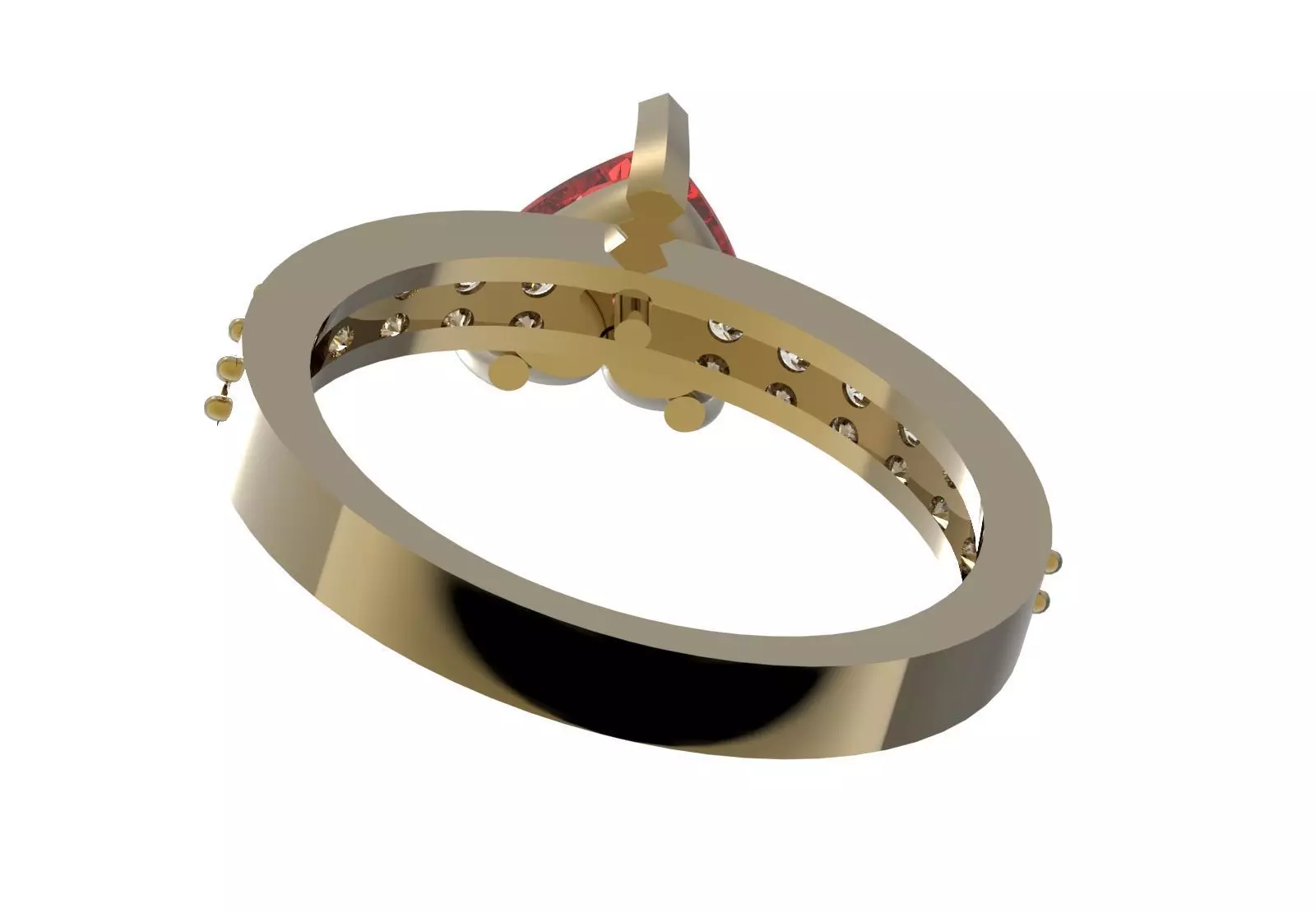 Heart Cut Solitaire with Diamond Set Shoulders sr0110 3D print model_11