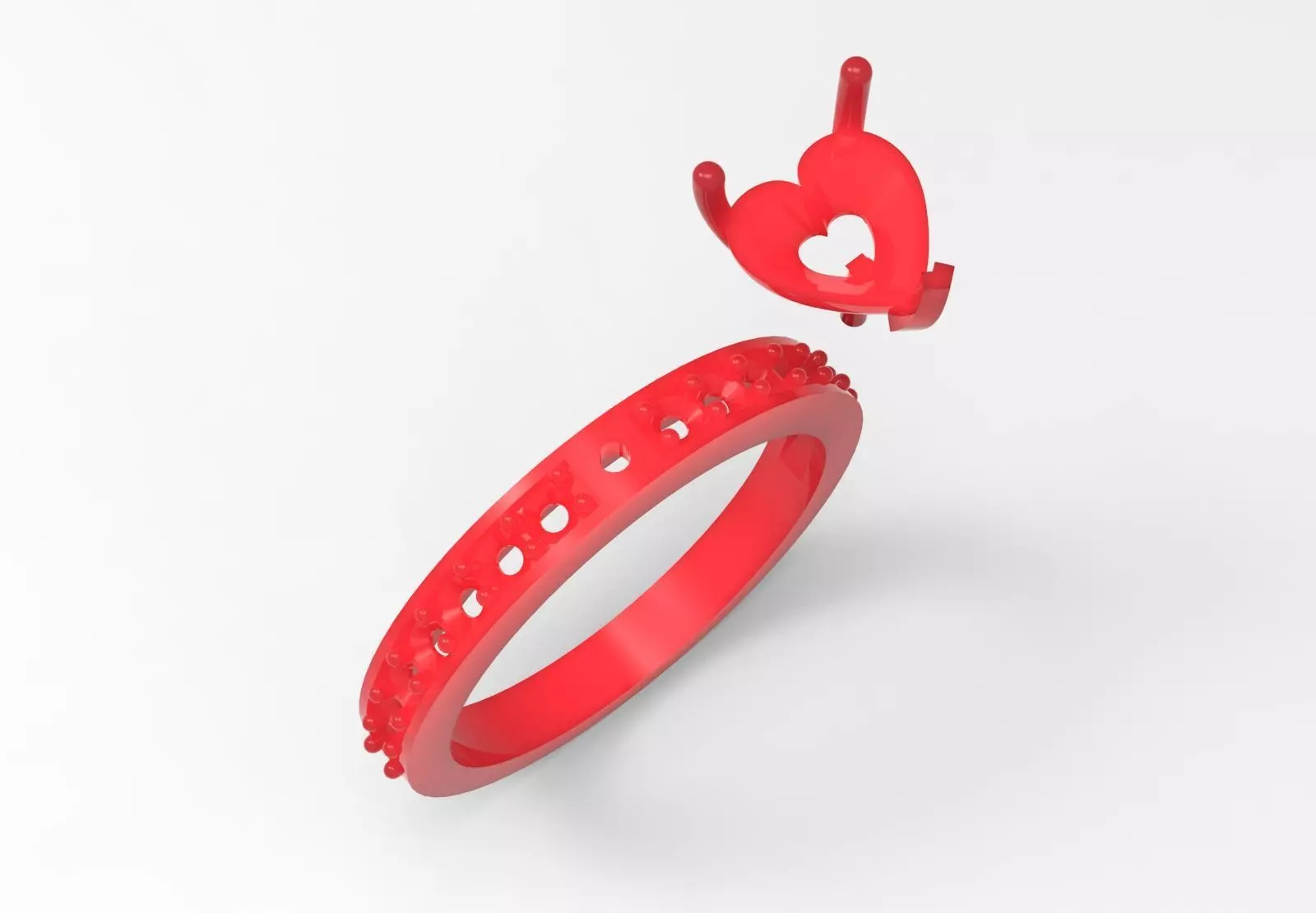 Heart Cut Solitaire with Diamond Set Shoulders sr0110 3D print model_16