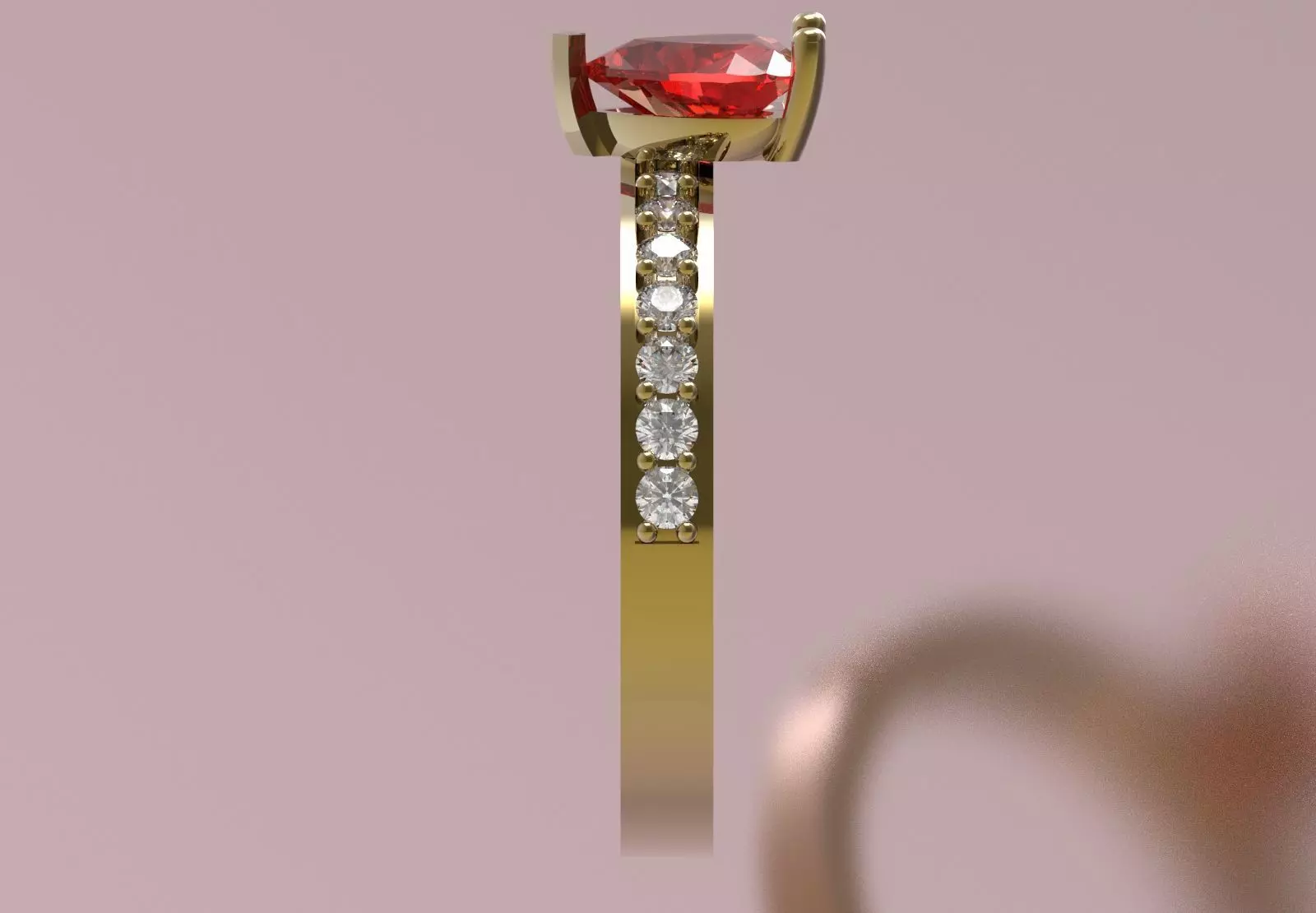 Heart Cut Solitaire with Diamond Set Shoulders sr0110 3D print model_3