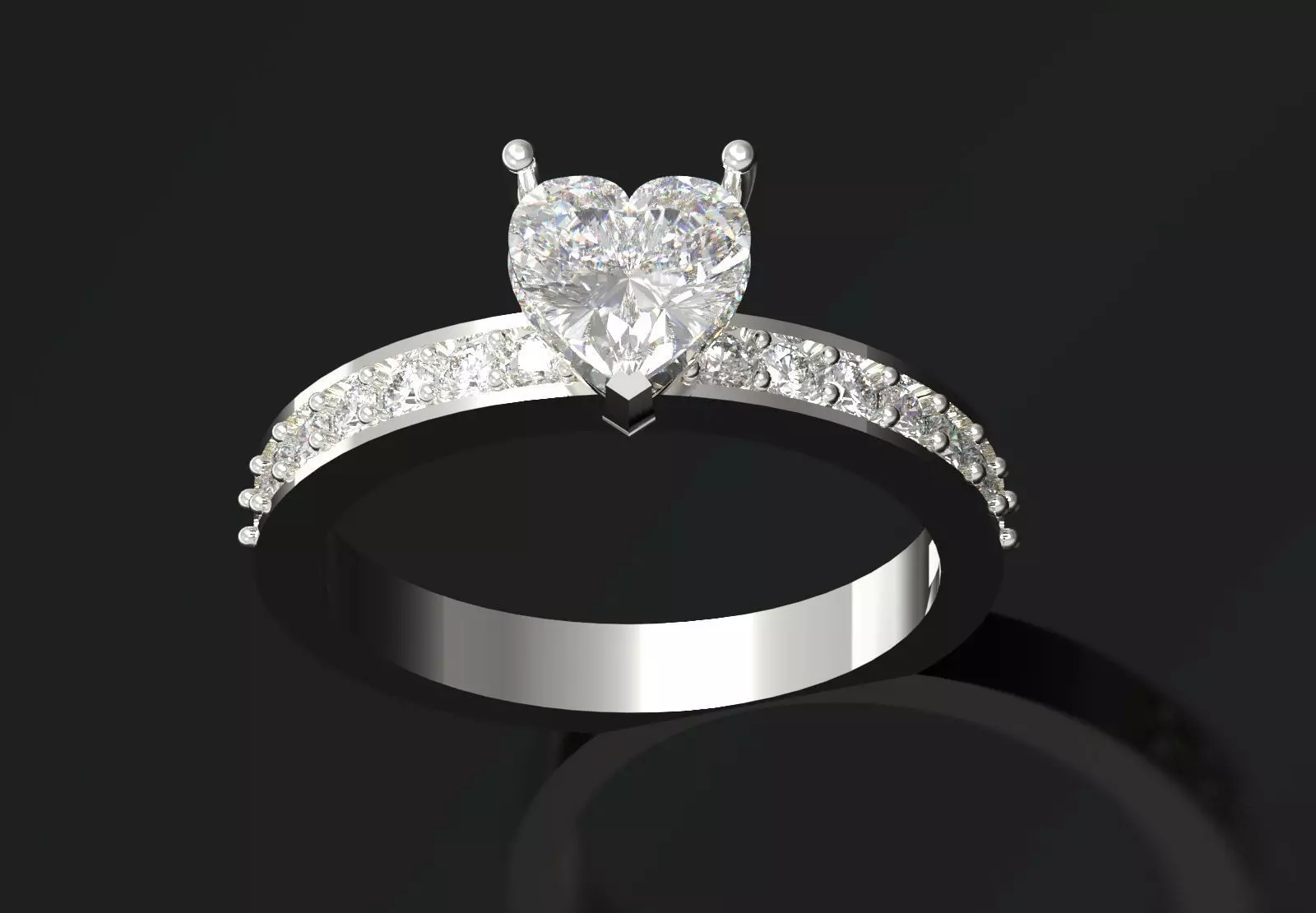 Heart Cut Solitaire with Diamond Set Shoulders sr0110 3D print model_13