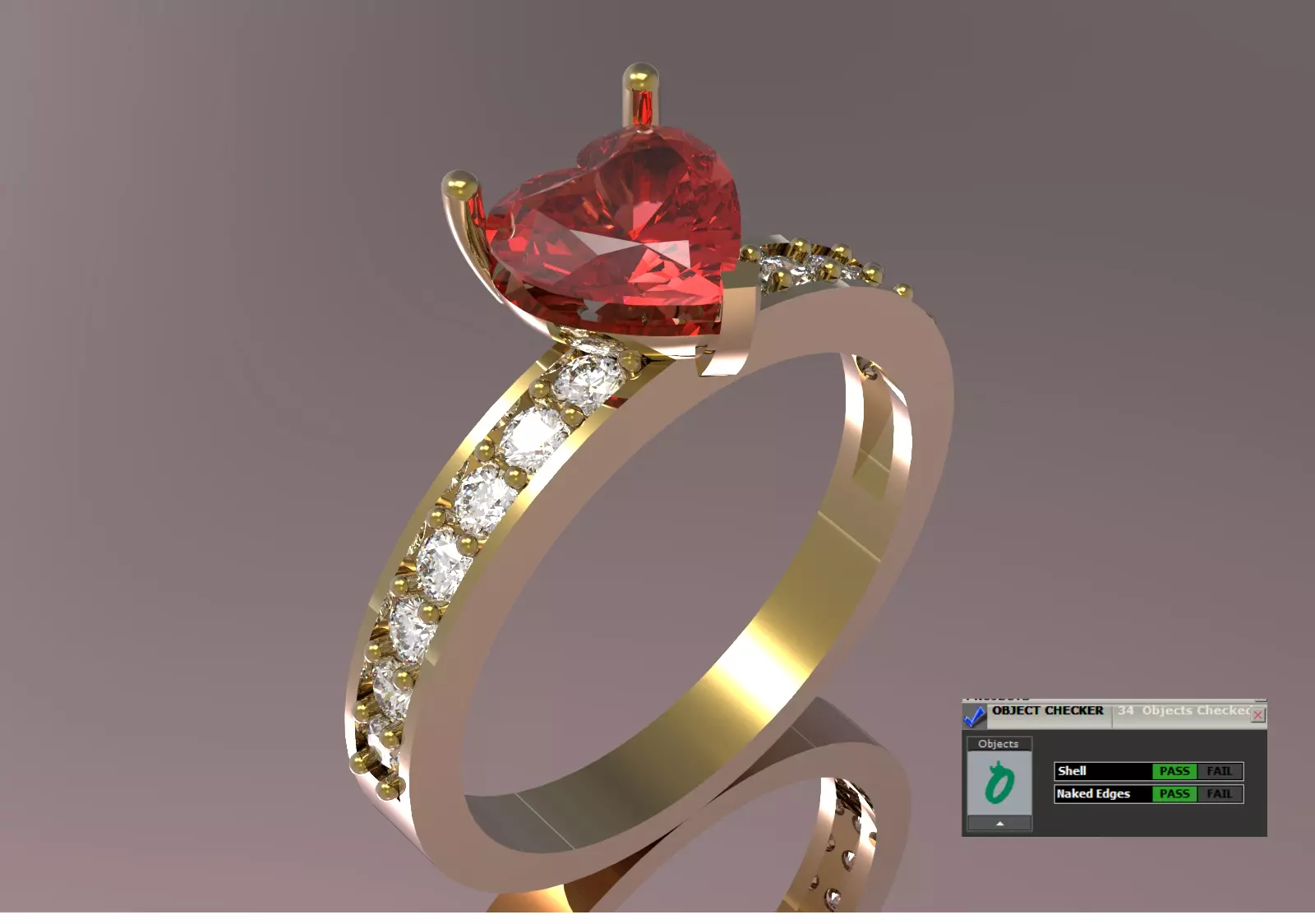 Heart Cut Solitaire with Diamond Set Shoulders sr0110 3D print model_0