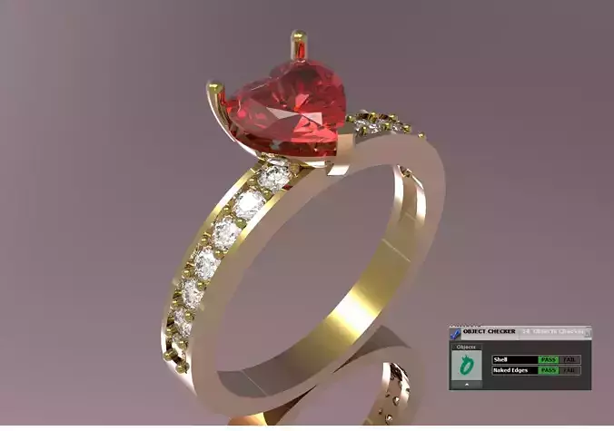 Heart Cut Solitaire with Diamond Set Shoulders sr0110 3D print model