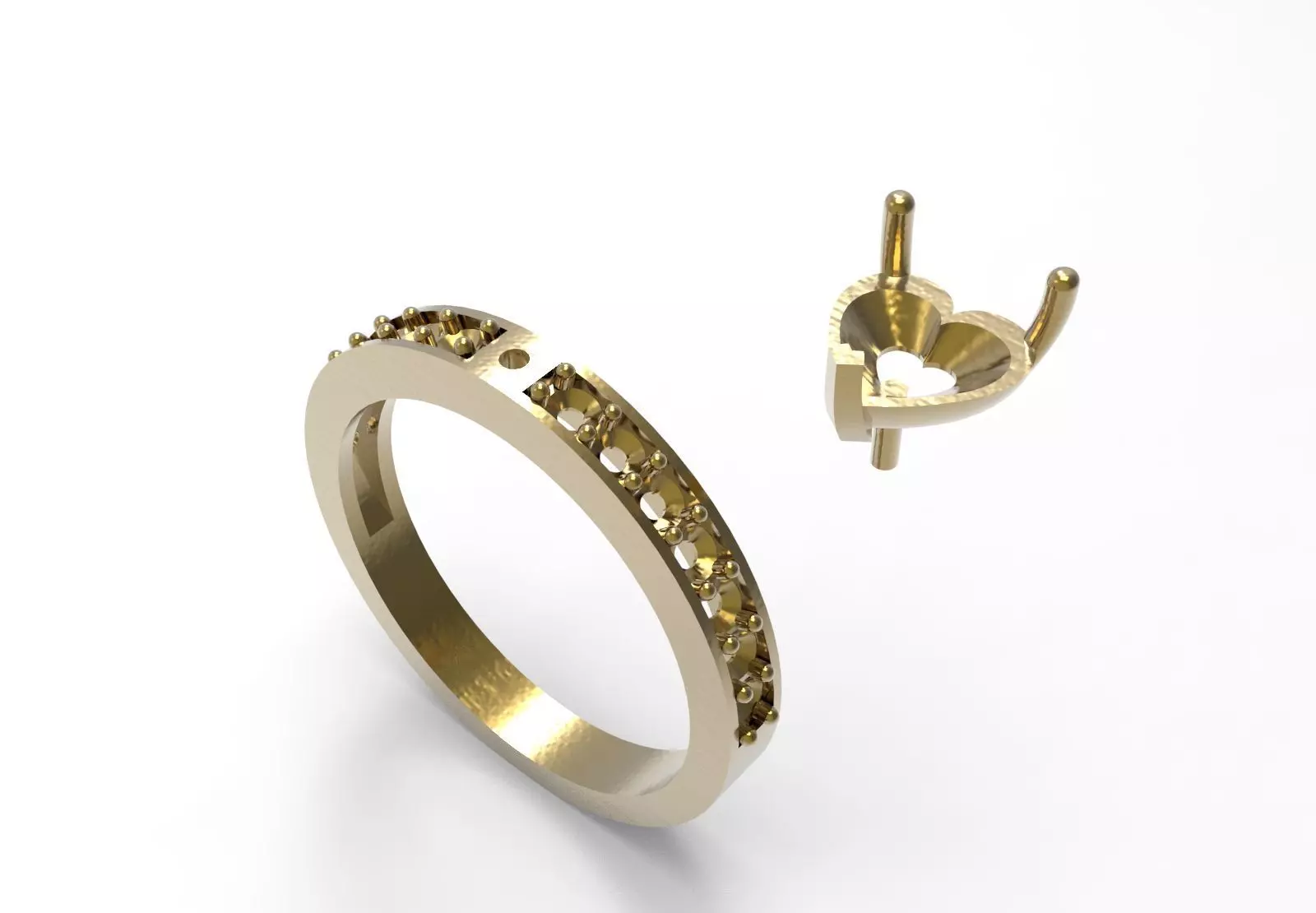 Heart Cut Solitaire with Diamond Set Shoulders sr0110 3D print model_15