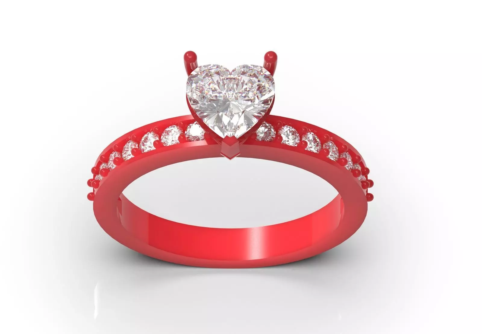 Heart Cut Solitaire with Diamond Set Shoulders sr0110 3D print model_14